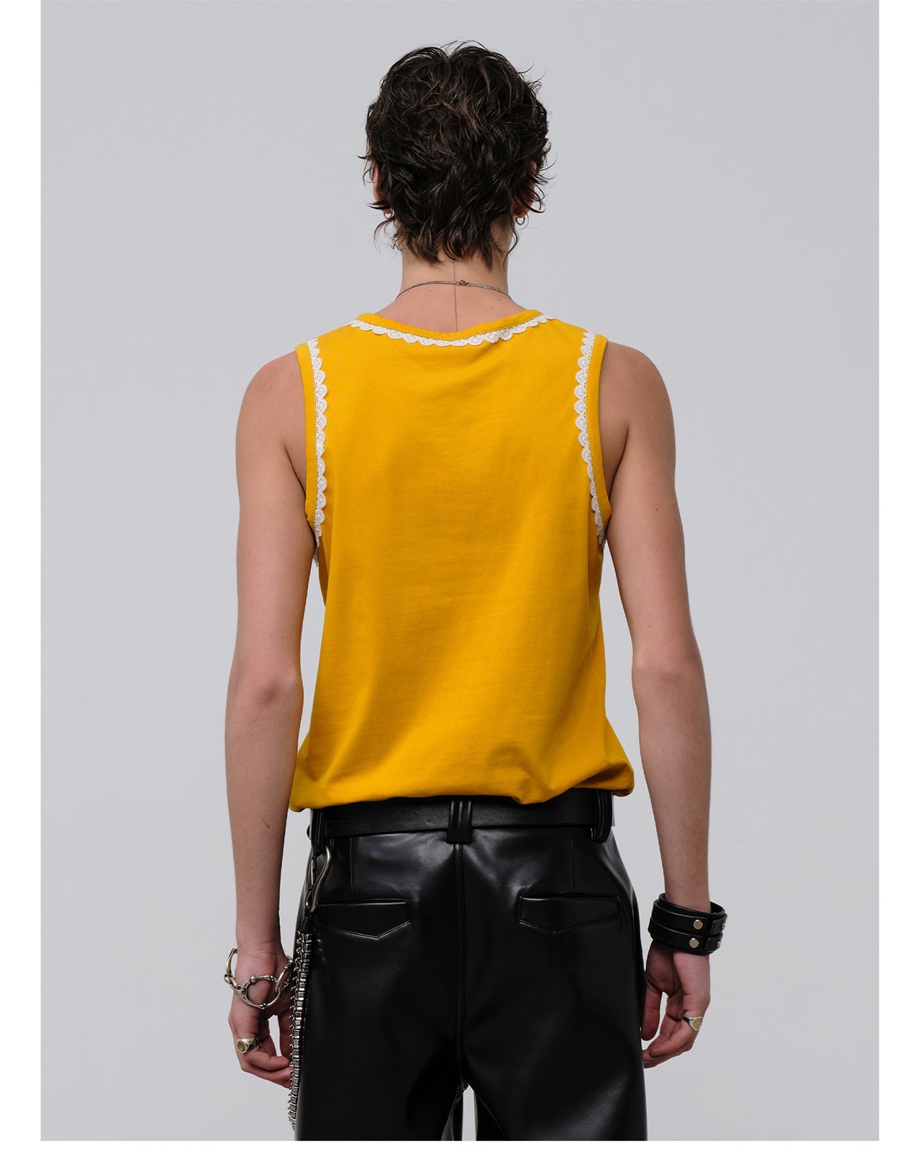 FACEONLAB Lace Trim Gothic Letters Sleeveless Tank-Tank Top-M-Black-Free Shipping Leatheretro