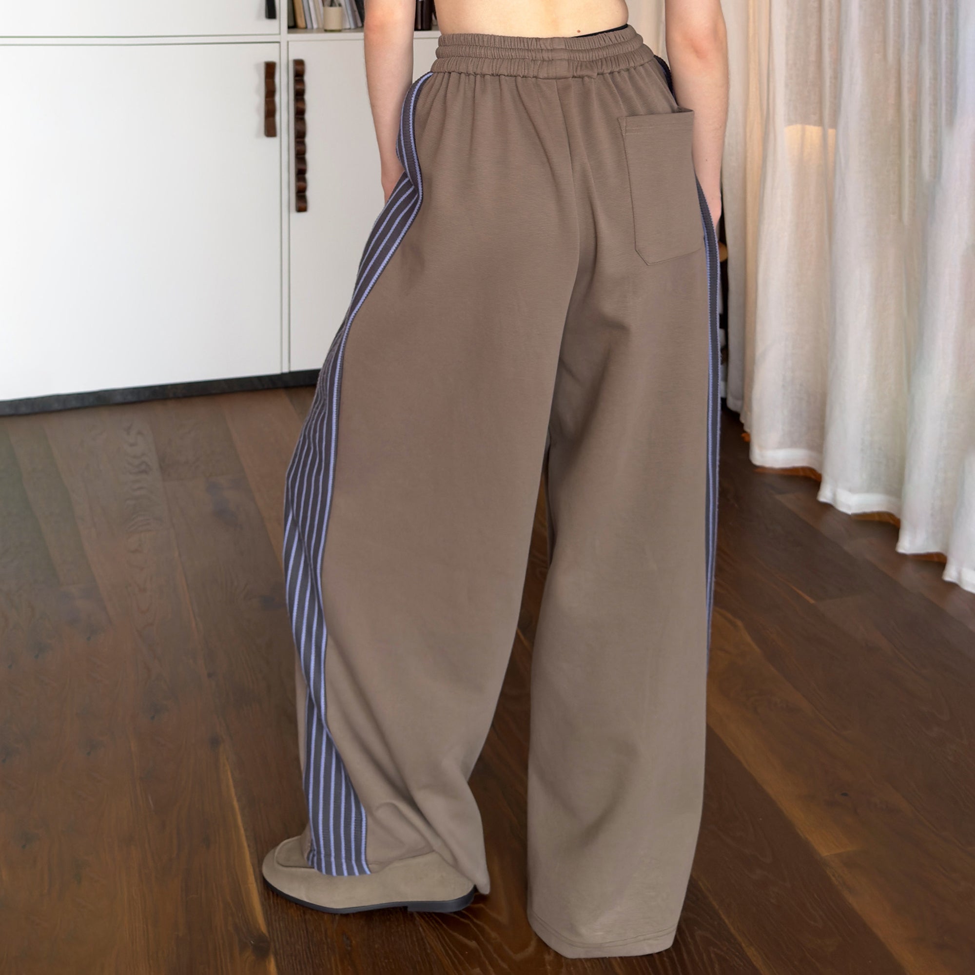 MIICHOUS Contrast Stripes Panel Pants-Pants-S (Preorder)-Black-Free Shipping Leatheretro