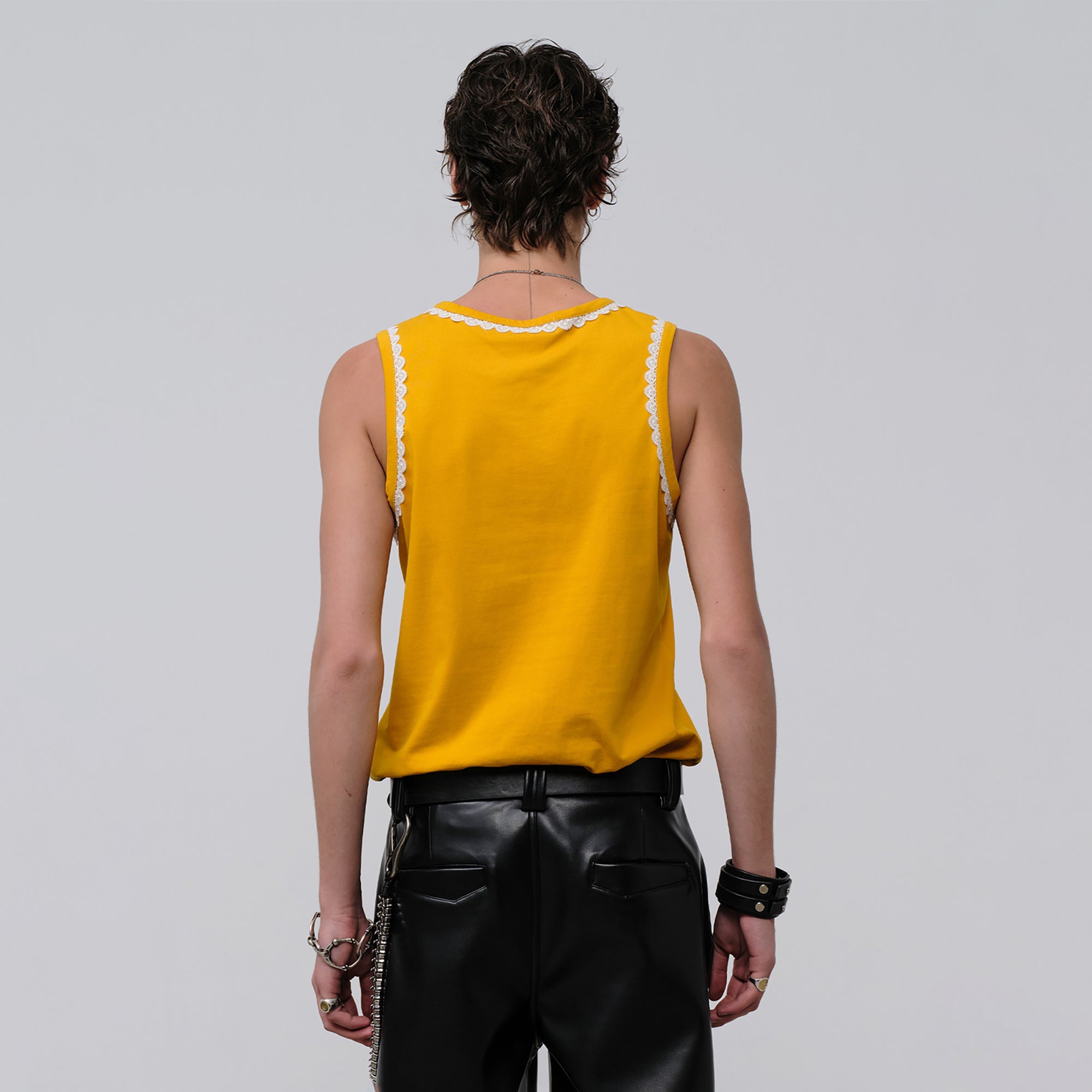 FACEONLAB Lace Trim Gothic Letters Sleeveless Tank-Tank Top-M-Black-Free Shipping Leatheretro