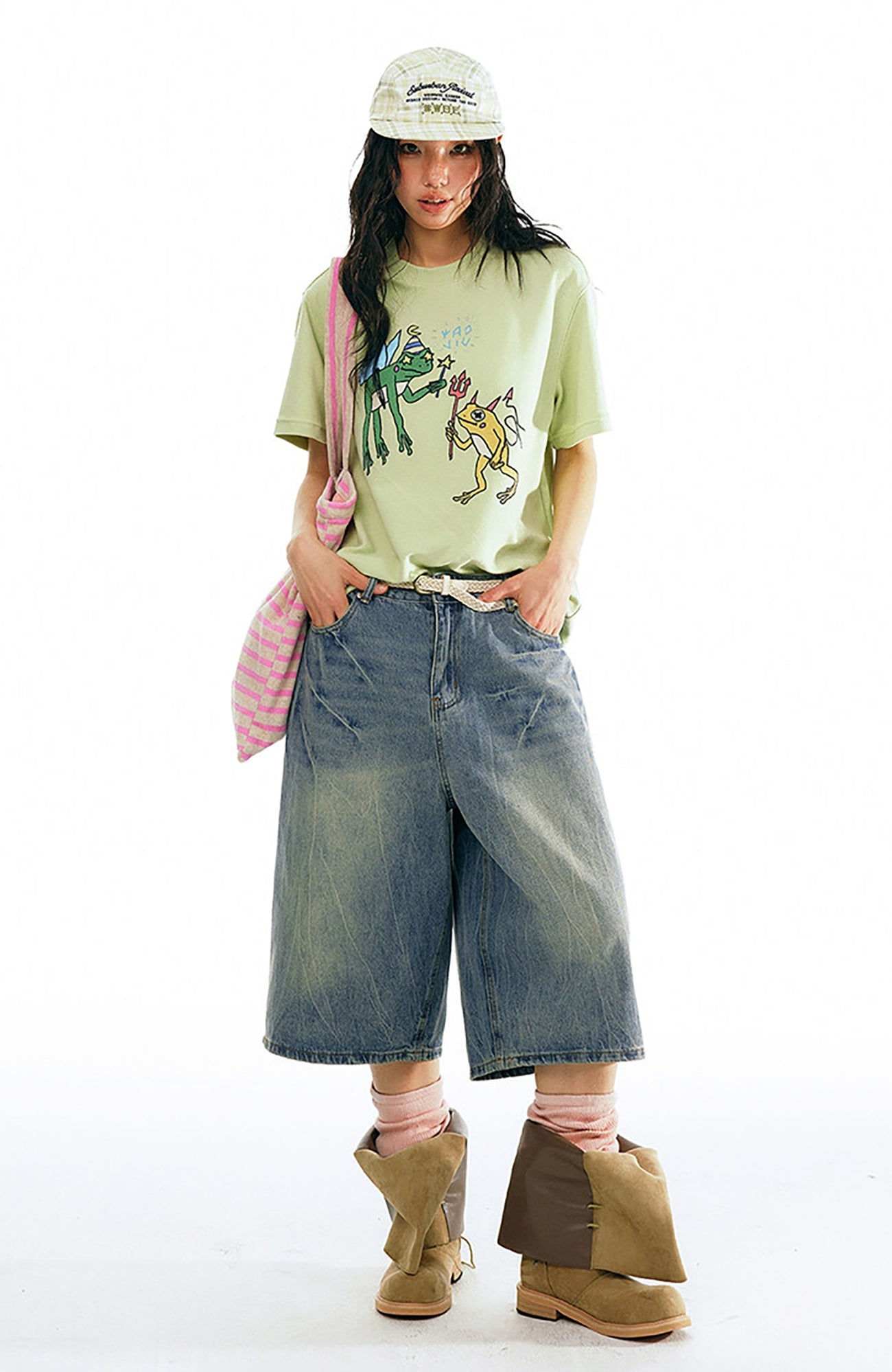 1997 POSTOFFICE Washed Wide-Leg Denim Shorts-Shorts-S (Preorder)-Free Shipping Leatheretro