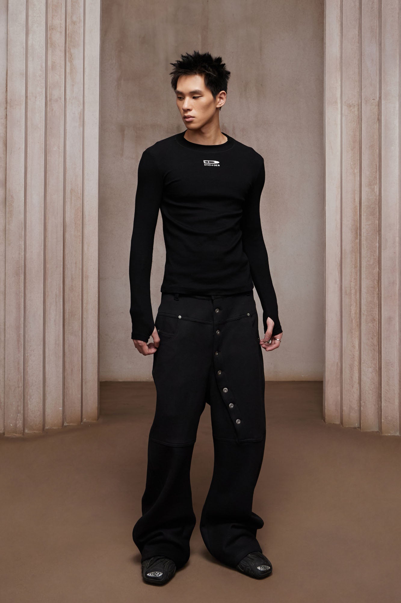 DND4DES Bullet LOGO Graphic Long-Sleeve Tee-L/S Tee-S-Black-Free Shipping Leatheretro