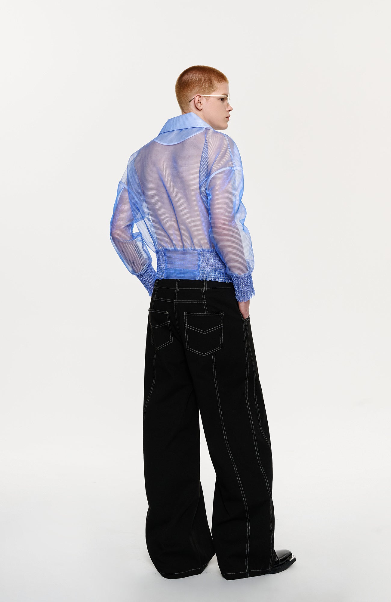 TIWILLTANG Sheer Zip-Up Cropped Jacket-Jacket-S-Blue-Free Shipping Leatheretro