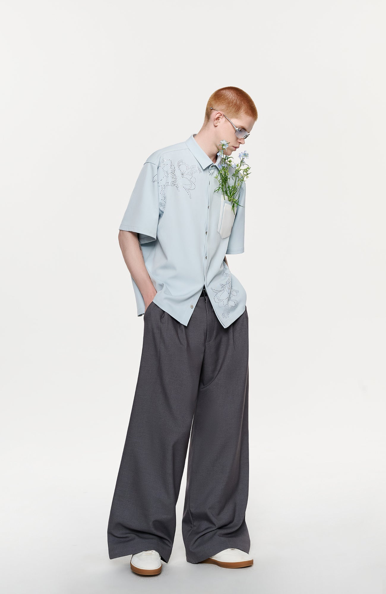 TIWILLTANG Floral Diamond Layered Pocket Half Shirt-Half shirt-S-Free Shipping Leatheretro