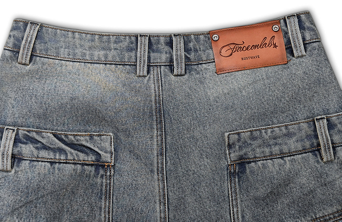 FACEONLAB Double Waistband Diamond Snake Graphic Jeans-Jeans-S (Preorder)-Free Shipping Leatheretro