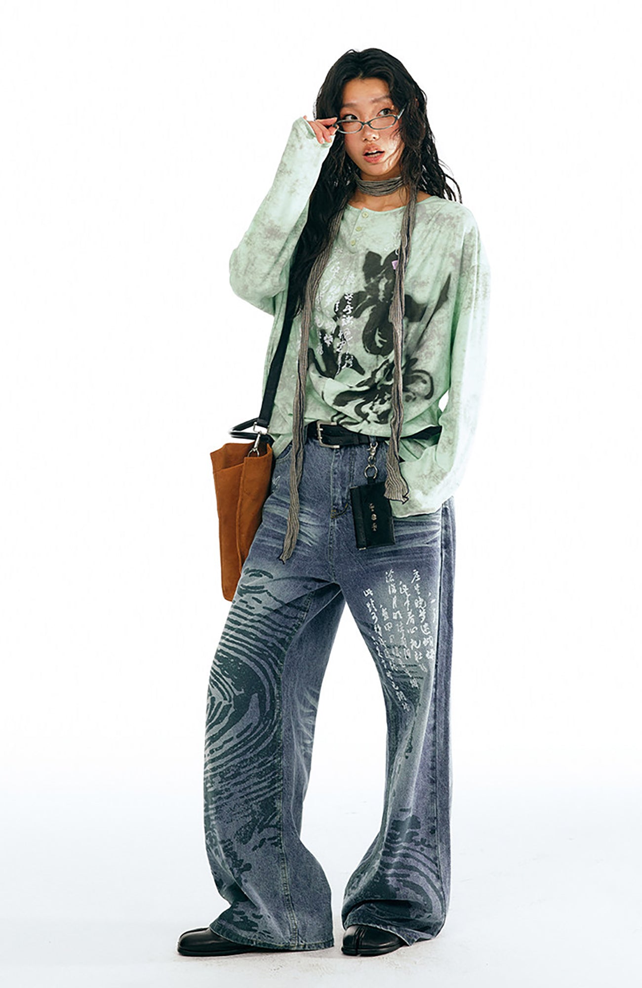 1997 POSTOFFICE Poetry Graphic Straight-Leg Jeans-Jeans-S-Free Shipping Leatheretro