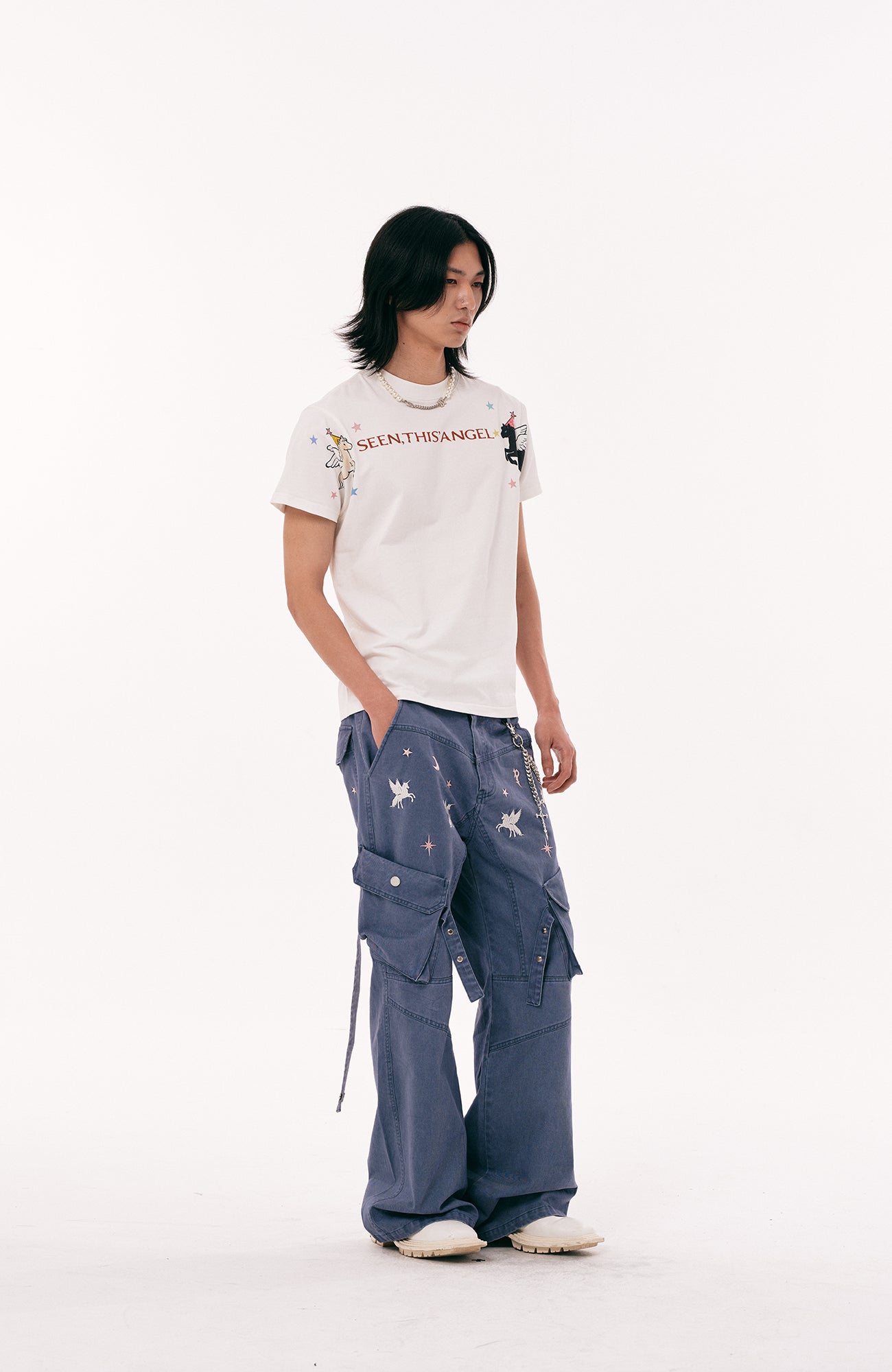 PASET Unicorn Embroidered Cargo Pants-Pants-S / 28"-Free Shipping Leatheretro