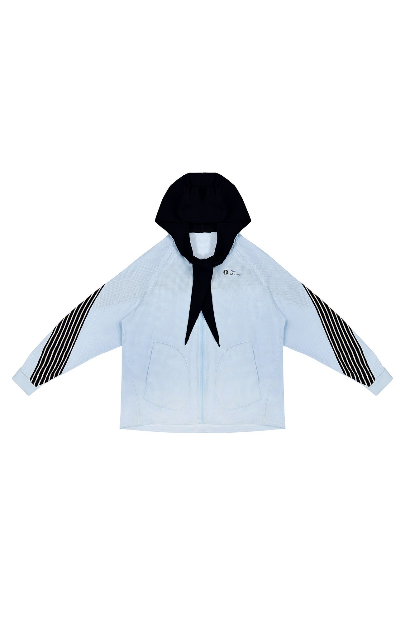 MIICHOUS Contrast Stripes Hooded Tie-Neck UV Protection Jacket-Jacket-S (Preorder)-Free Shipping Leatheretro