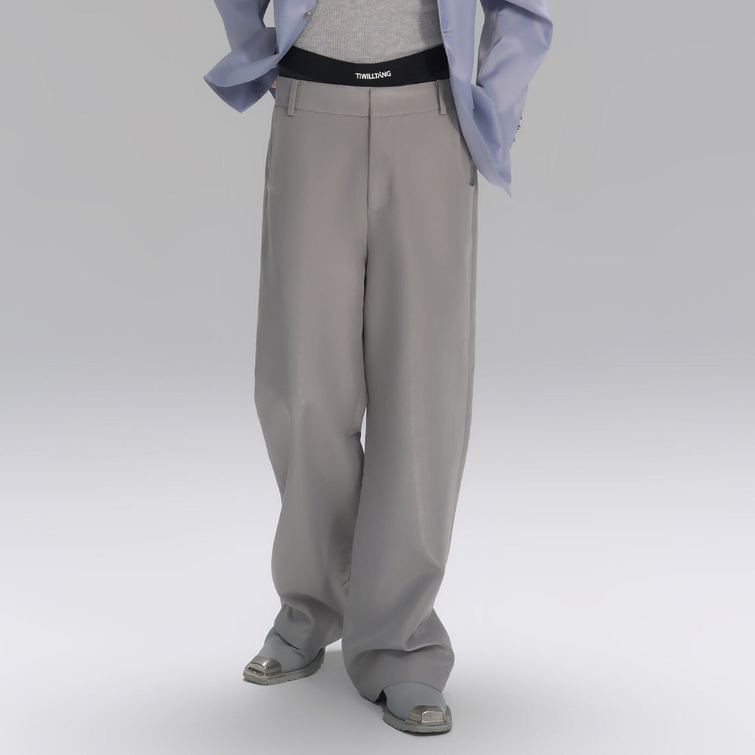 TIWILLTANG Satin Wide-Leg Drape Trousers-Pants-S-Gray-Free Shipping Leatheretro