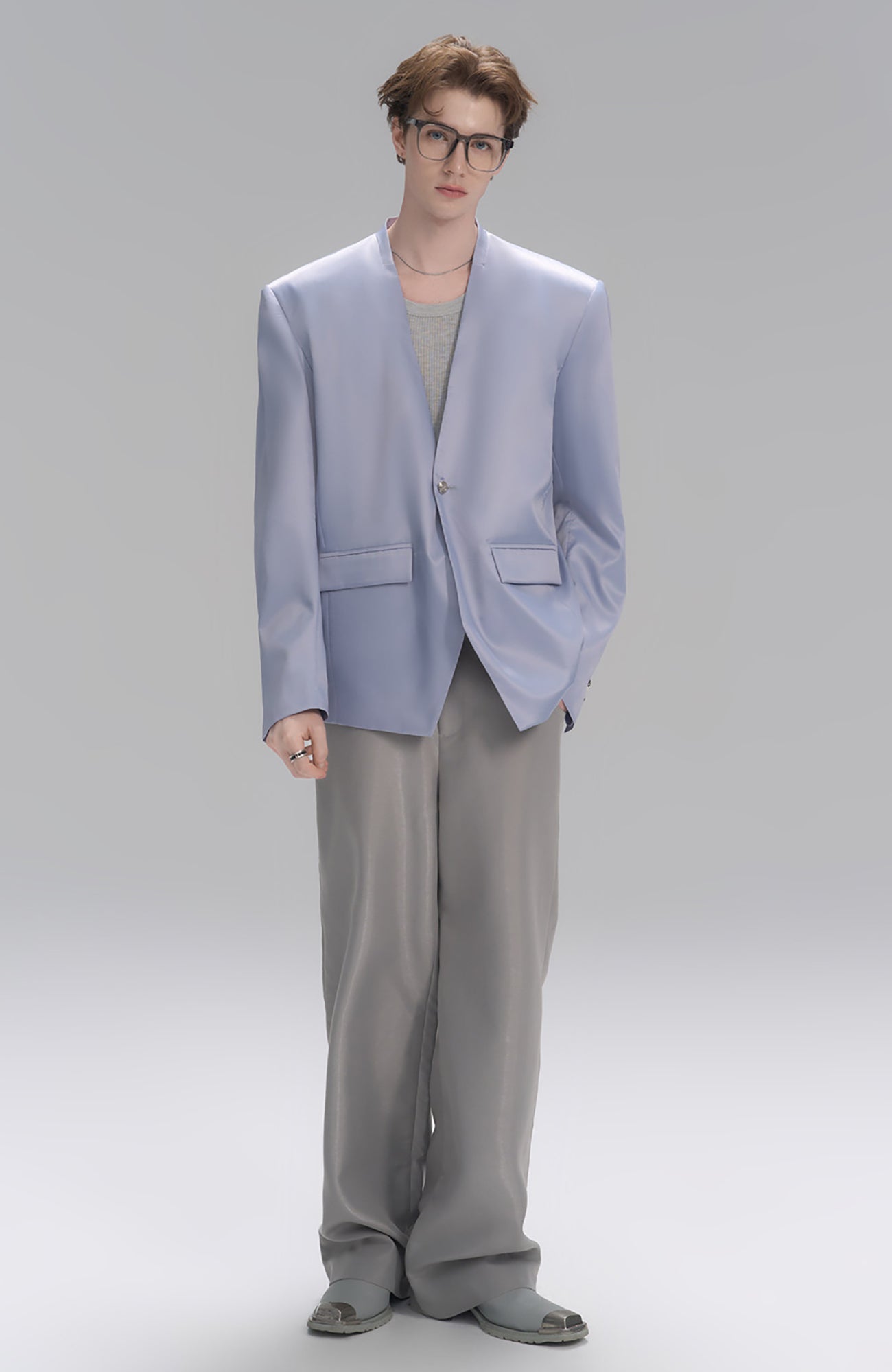 TIWILLTANG Satin Wide-Leg Drape Trousers-Pants-S-Gray-Free Shipping Leatheretro