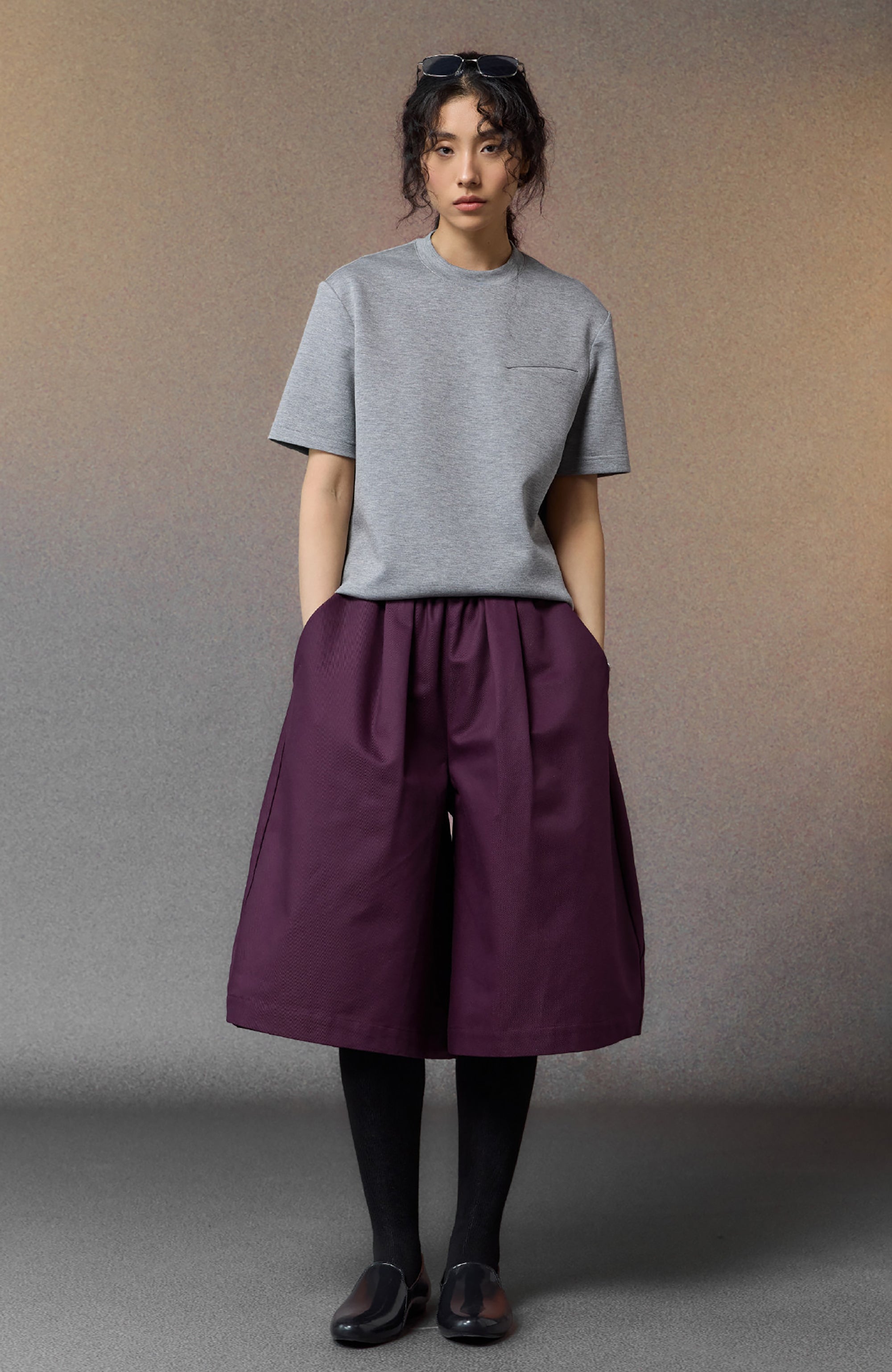 ALVNG AR ANTS Pleated Balloon Shorts-Shorts-S-Purple-Free Shipping Leatheretro
