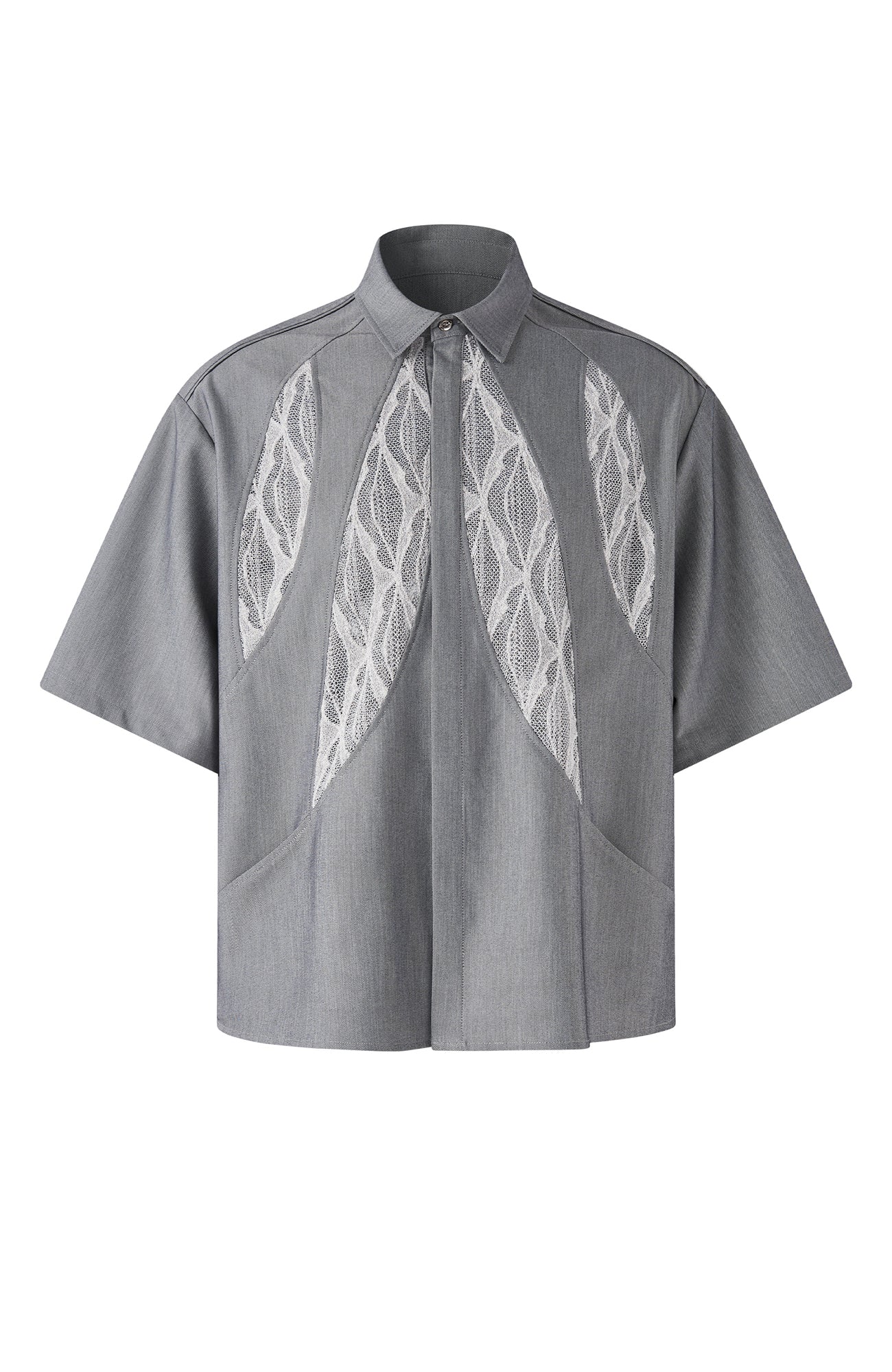 TIWILLTANG Leaf Lace Paneled Half Shirt-Half shirt-S-Free Shipping Leatheretro
