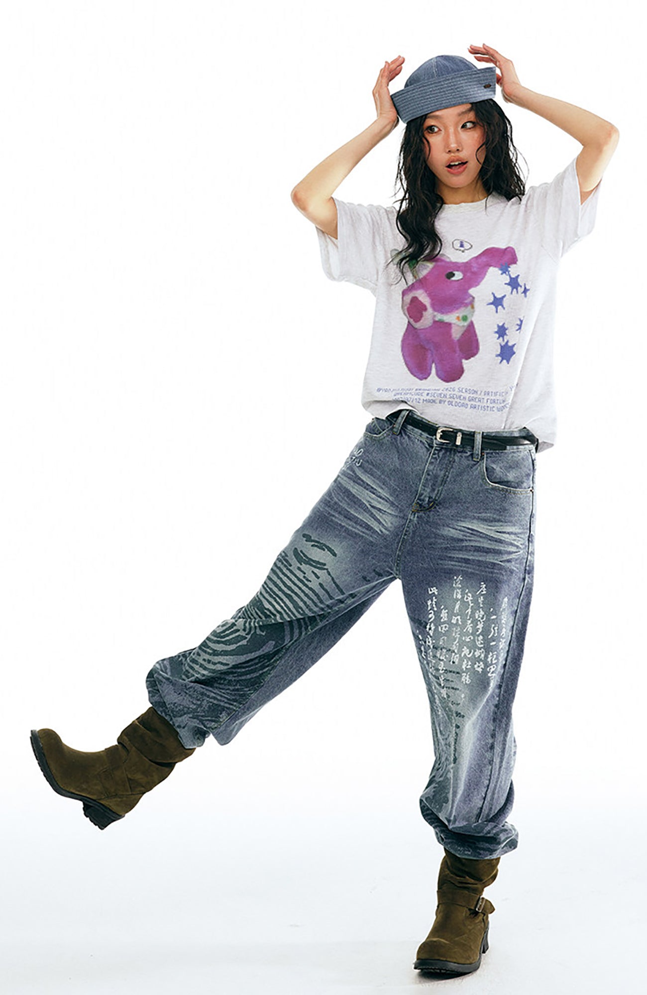 1997 POSTOFFICE Poetry Graphic Straight-Leg Jeans-Jeans-S-Free Shipping Leatheretro
