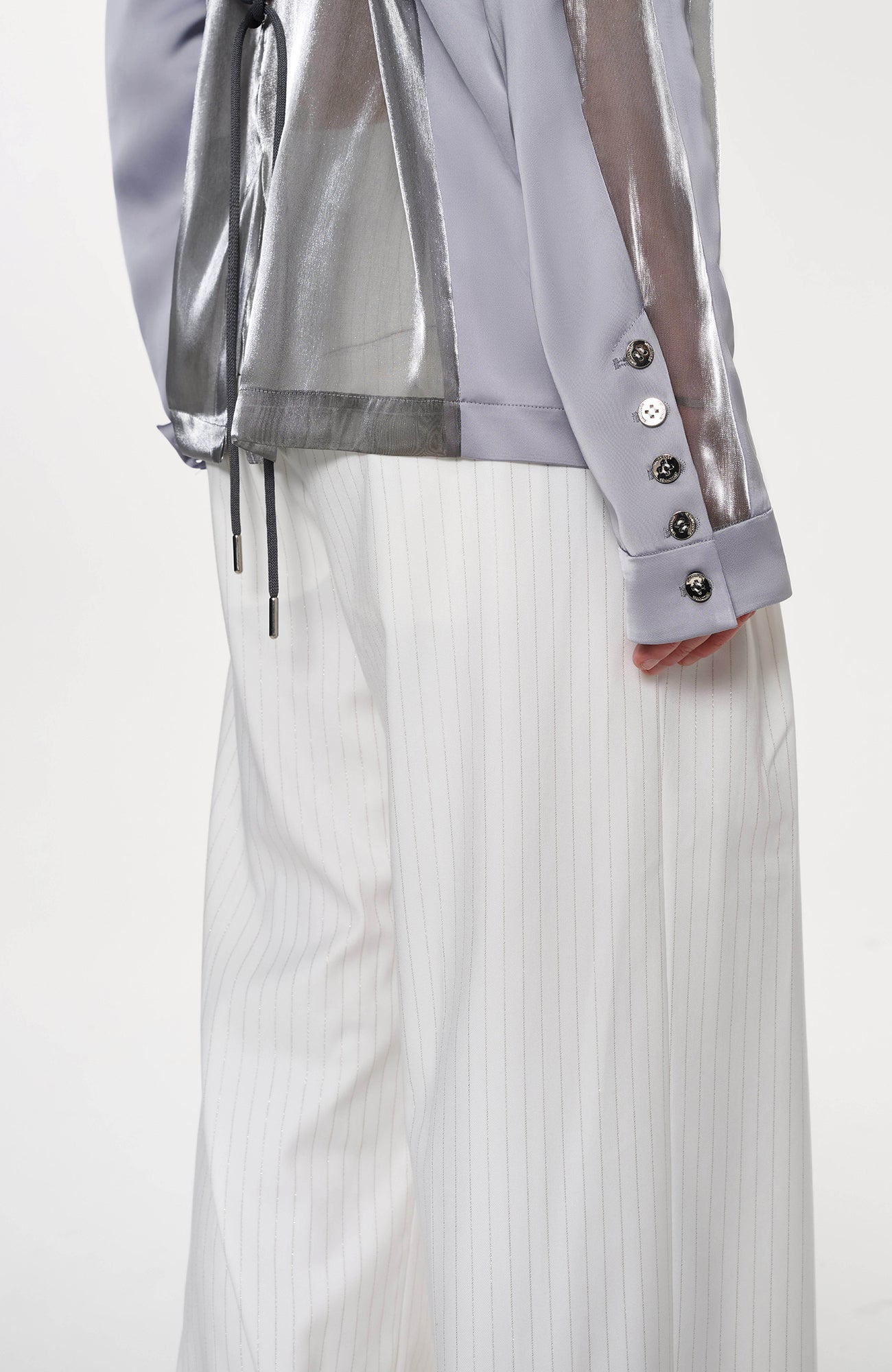 TIWILLTANG Drawstring Lustrous Paneled Blazer-Jacket-S-Free Shipping Leatheretro