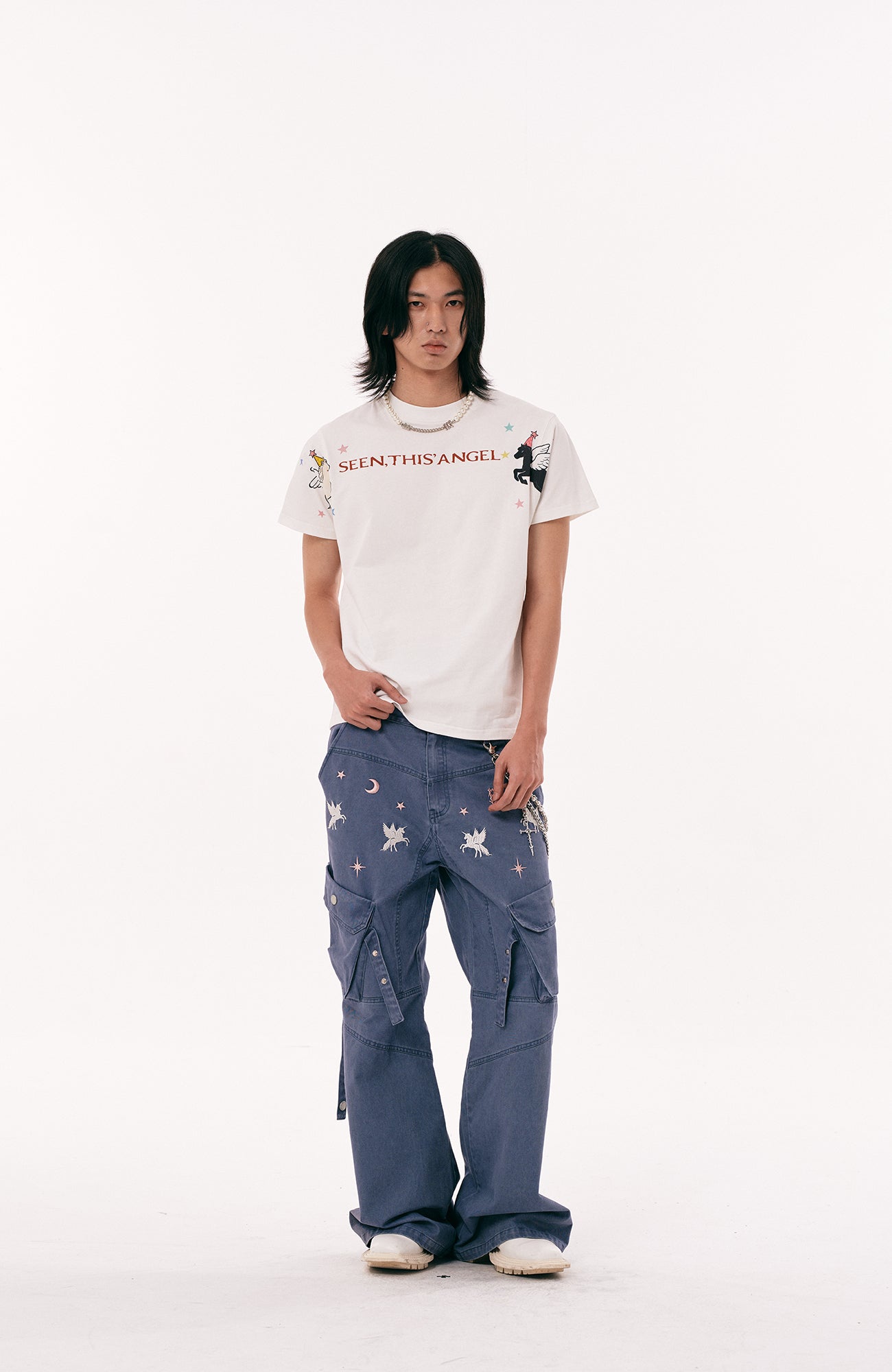PASET Unicorn Embroidered Cargo Pants-Pants-S / 28"-Free Shipping Leatheretro