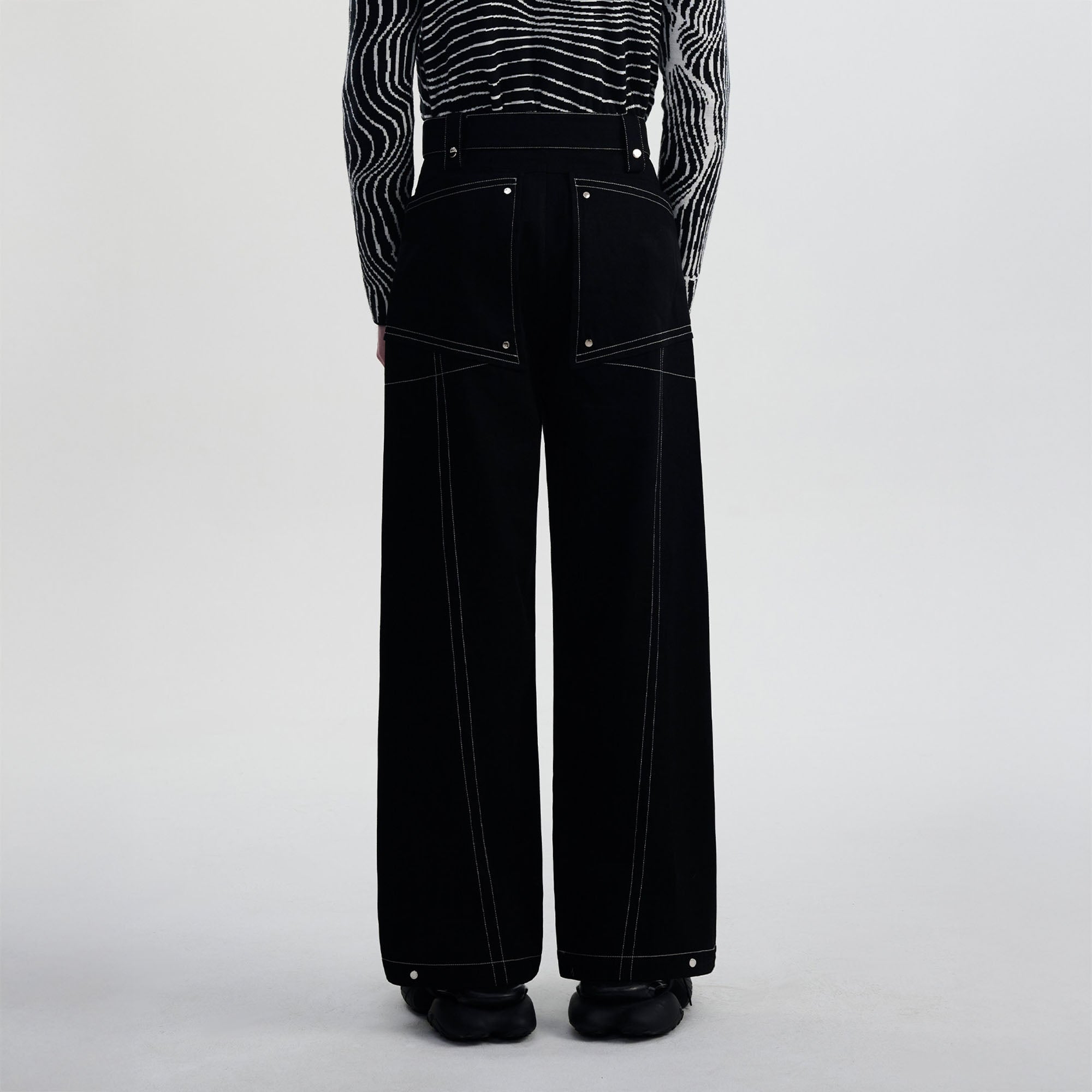TIWILLTANG Contrast Stitched Straight-Leg Jeans-Jeans-S-Black-Free Shipping Leatheretro