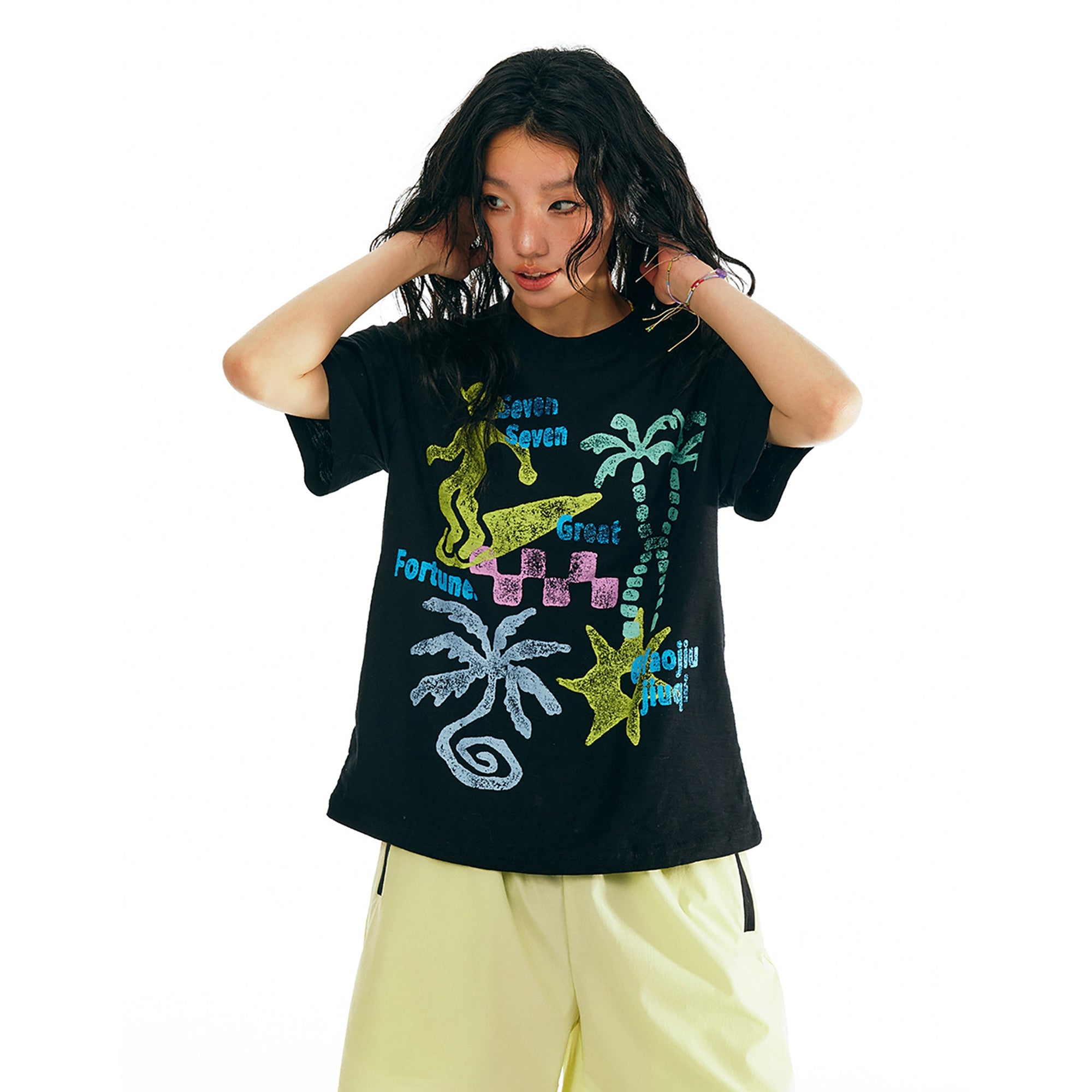 1997 POSTOFFICE Tropical Graphic T-Shirt-T Shirt-S (Preorder)-Black-Free Shipping Leatheretro
