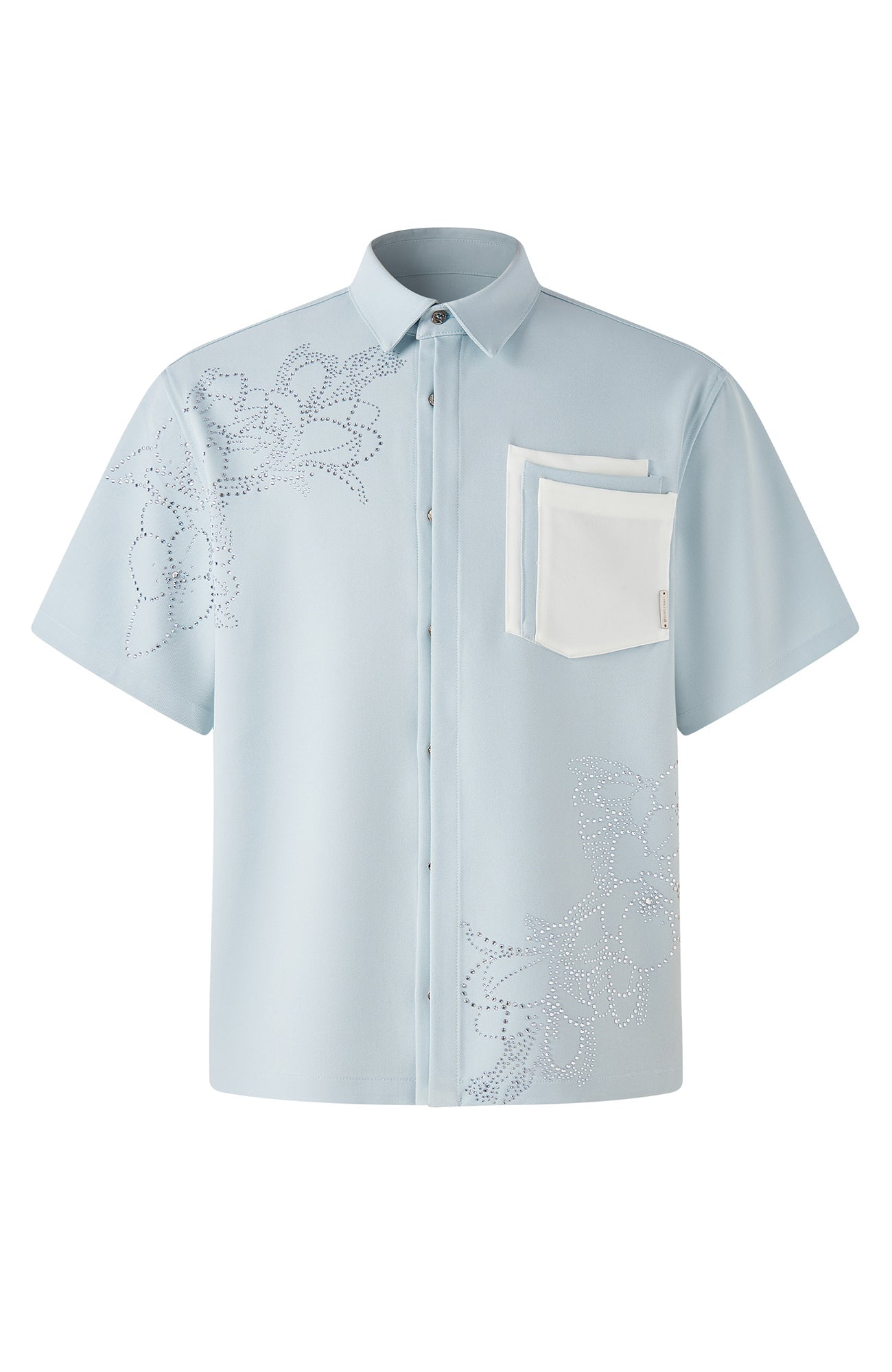 TIWILLTANG Floral Diamond Layered Pocket Half Shirt-Half shirt-S-Free Shipping Leatheretro