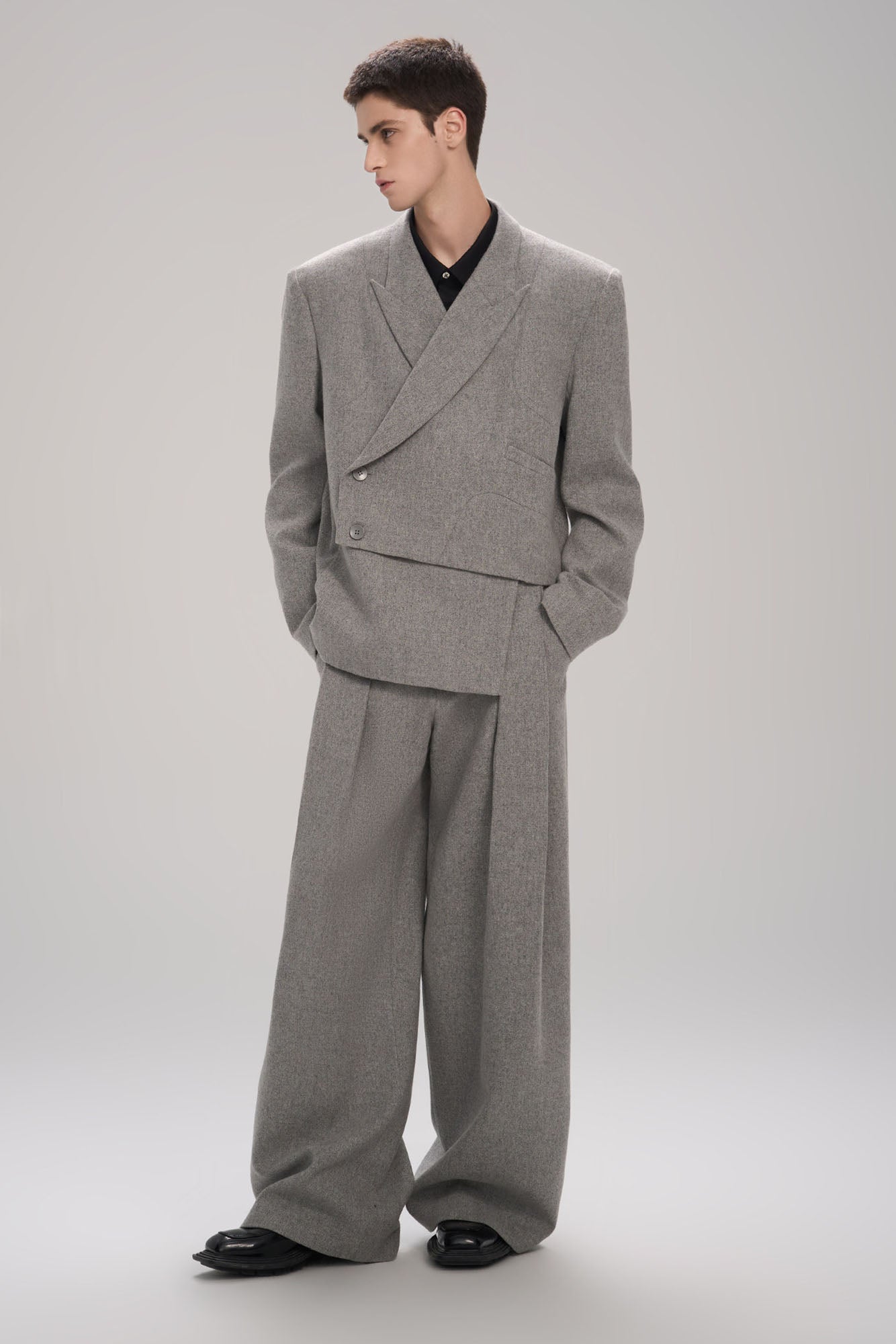 TIWILLTANG Classic Pleats Wool-Blend Wide-Leg Pants-Pants-XS-Beige-Free Shipping Leatheretro