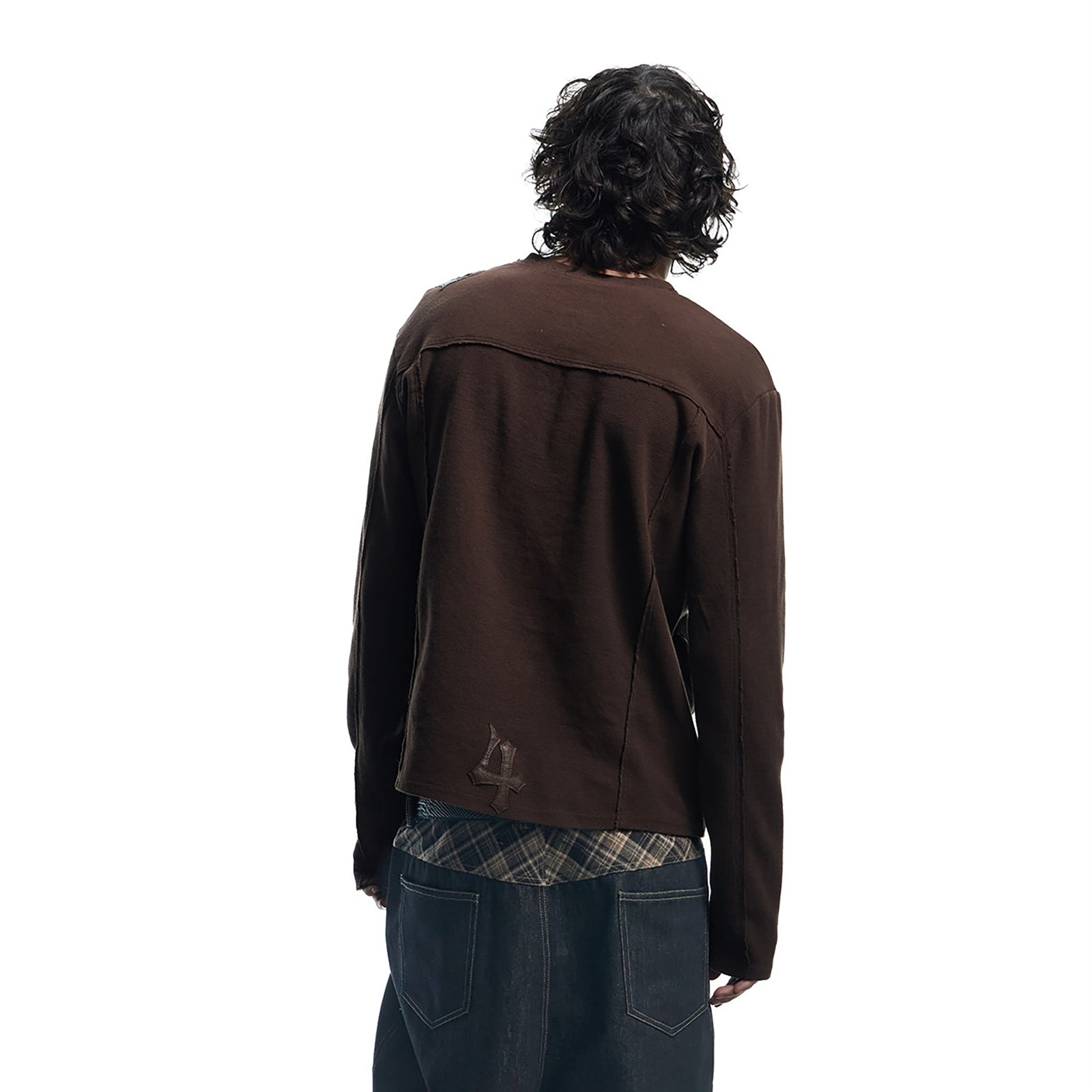 DND4DES Waffle-Knit Gothic Henley Long-Sleeve Tee-L/S Tee-S-Black-Free Shipping Leatheretro