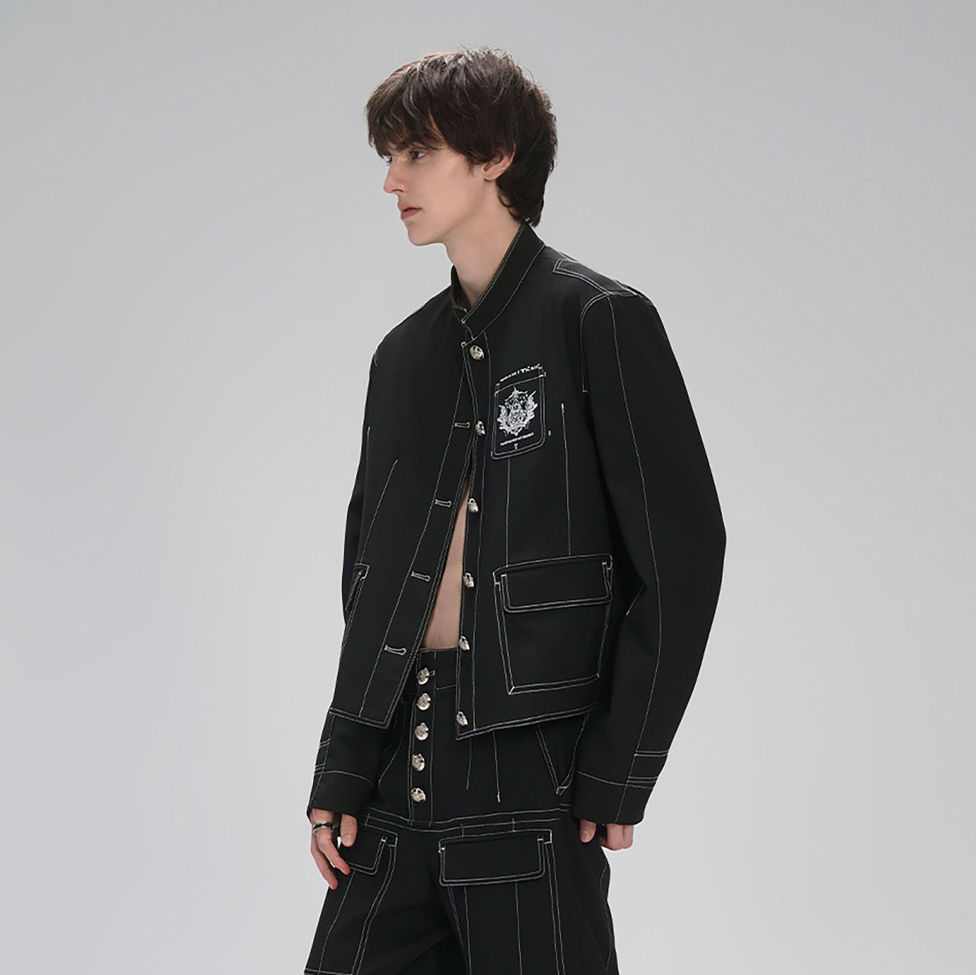 TIWILLTANG Stitched Badge-Embroidered Jacket