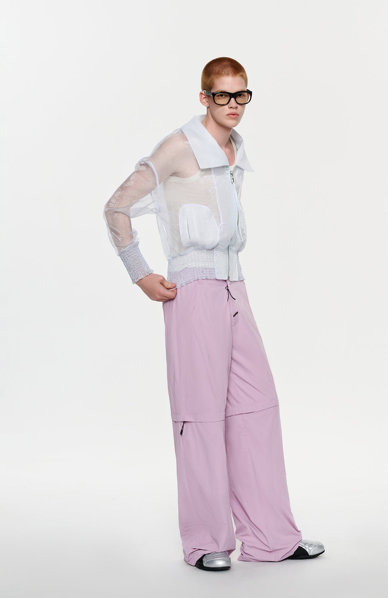 TIWILLTANG Sheer Zip-Up Cropped Jacket-Jacket-S-Blue-Free Shipping Leatheretro