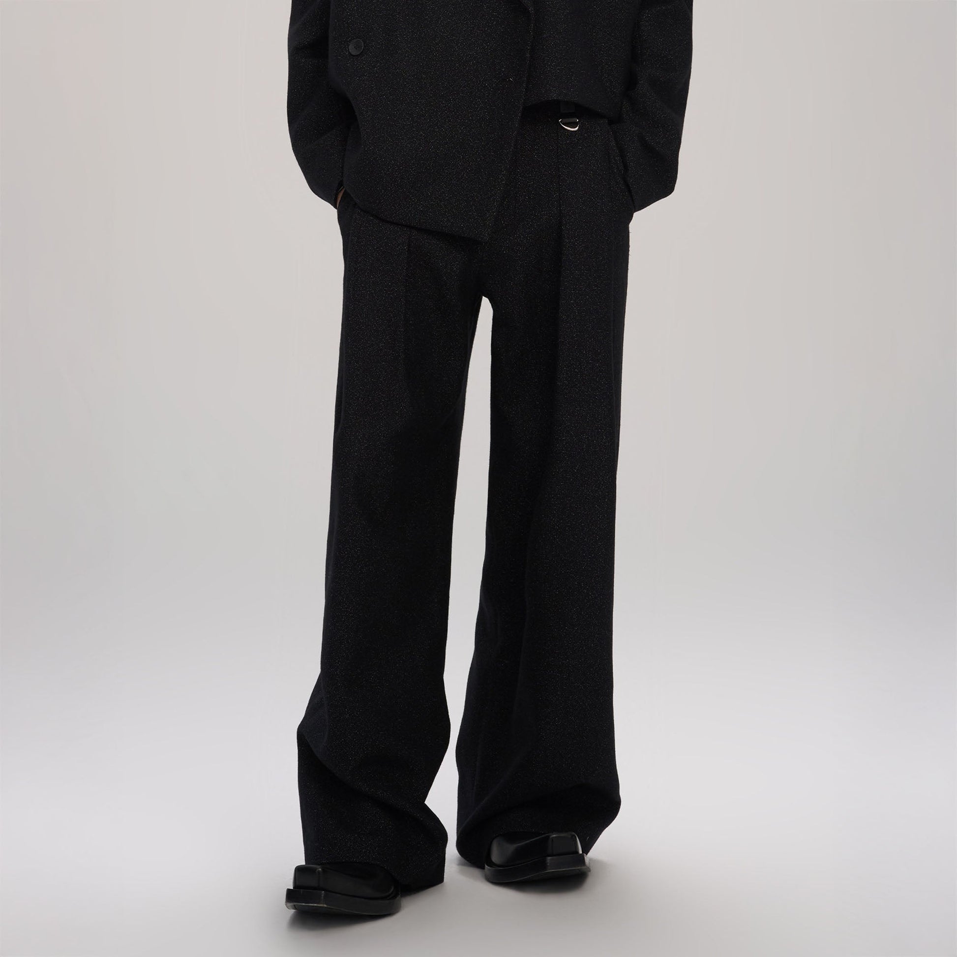 TIWILLTANG Classic Pleats Wool-Blend Wide-Leg Pants-Pants-XS-Black-Free Shipping Leatheretro