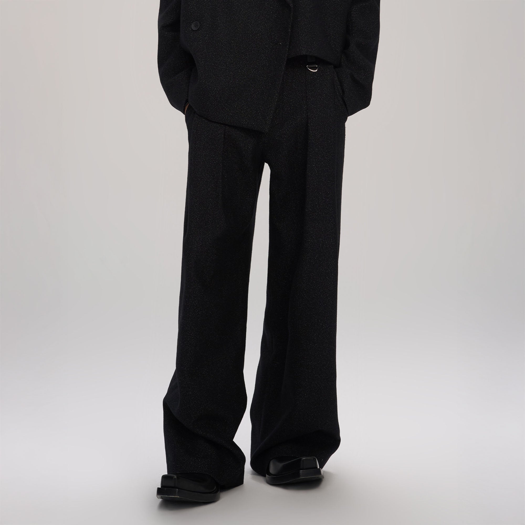 TIWILLTANG Classic Pleats Wool-Blend Wide-Leg Pants-Pants-XS-Black-Free Shipping Leatheretro