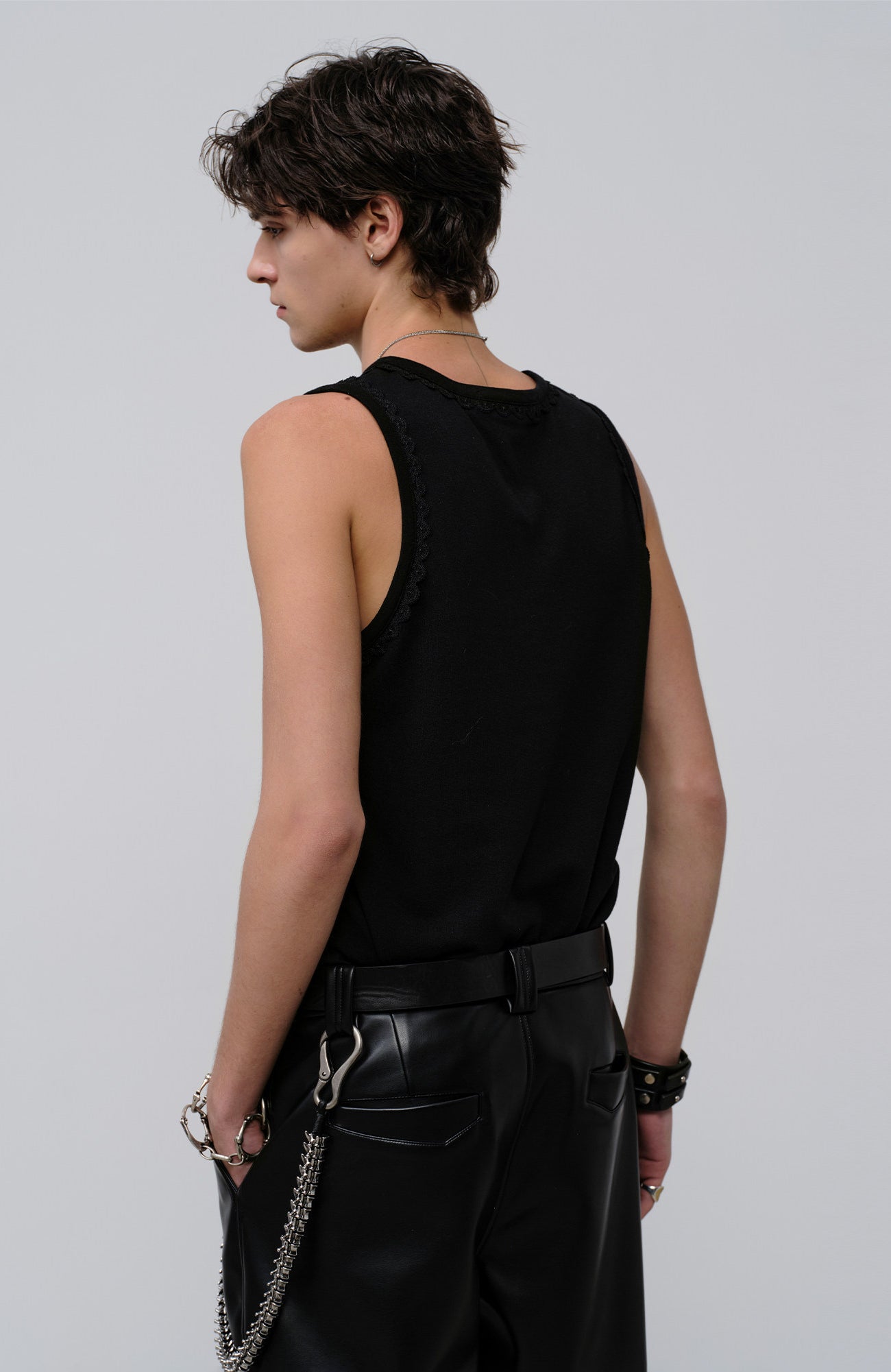 FACEONLAB Lace Trim Gothic Letters Sleeveless Tank-Tank Top-M-Black-Free Shipping Leatheretro