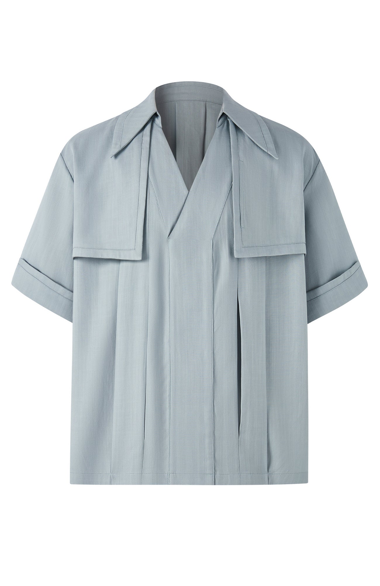 TIWILLTANG Layered Lapel Half Shirt-Half shirt-S-Khaki-Free Shipping Leatheretro