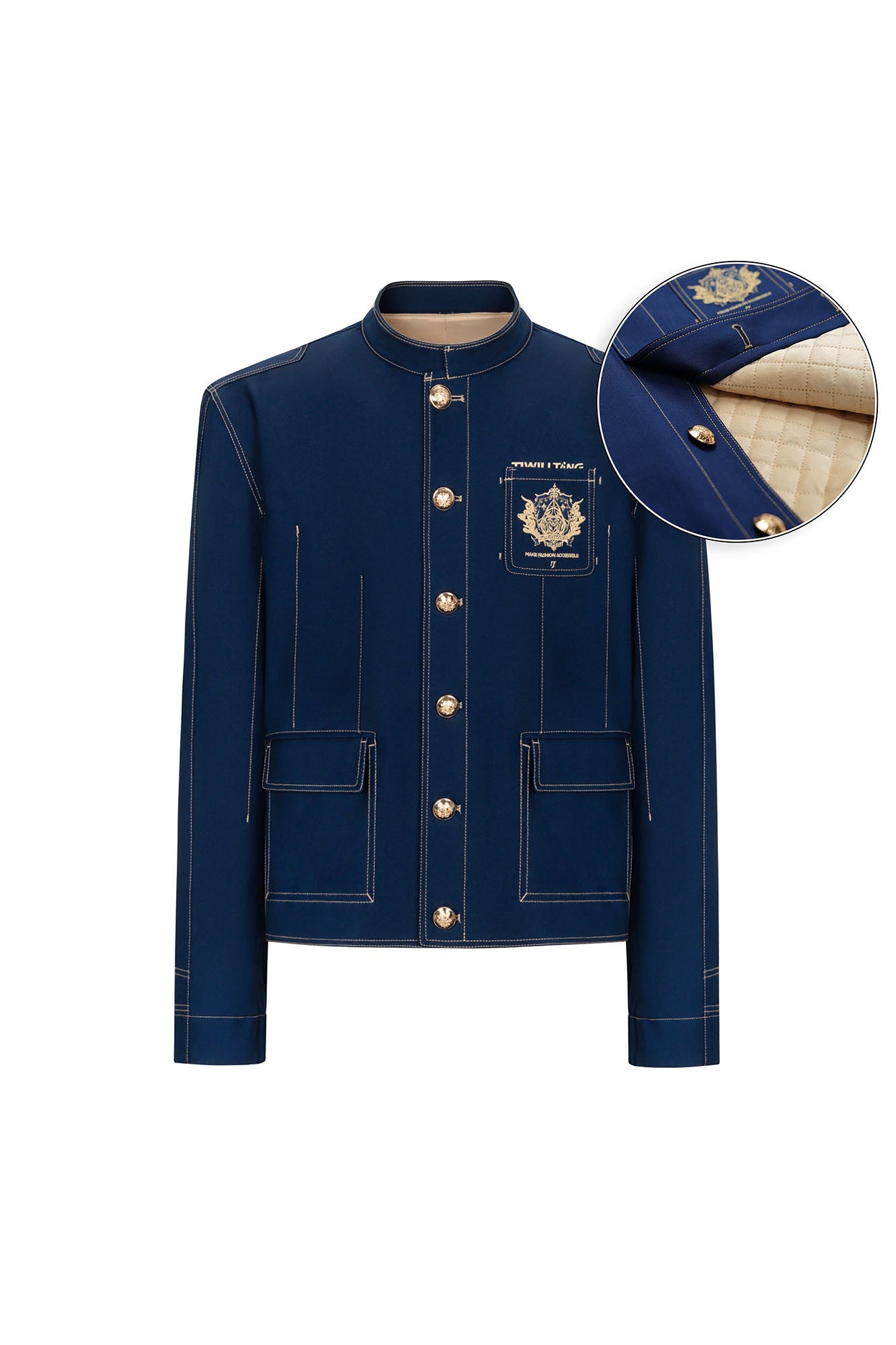 TIWILLTANG Stitched Badge-Embroidered Jacket