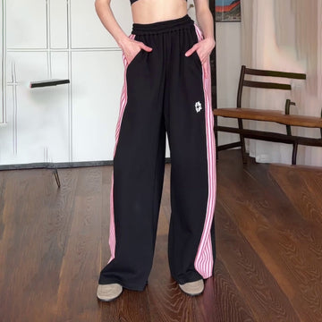 MIICHOUS Contrast Stripes Panel Pants-Pants-S (Preorder)-Black-Free Shipping Leatheretro