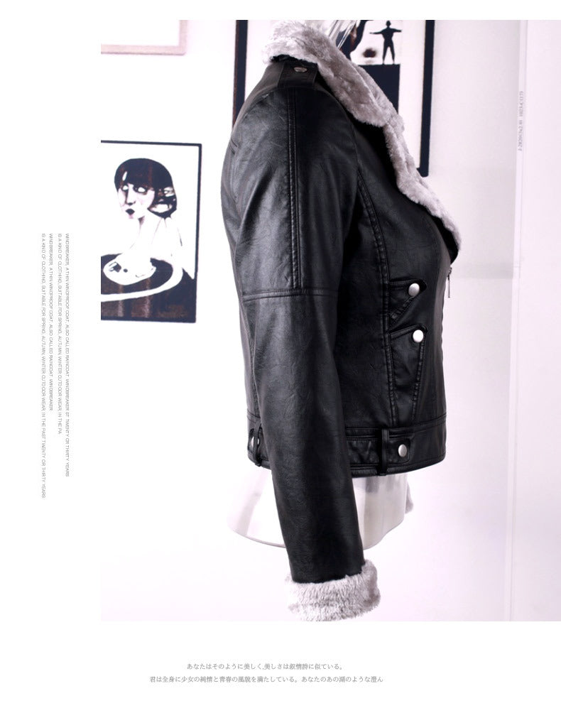 Women’s Faux Leather Motorcycle Jacket-Black-S-Free Shipping Leatheretro