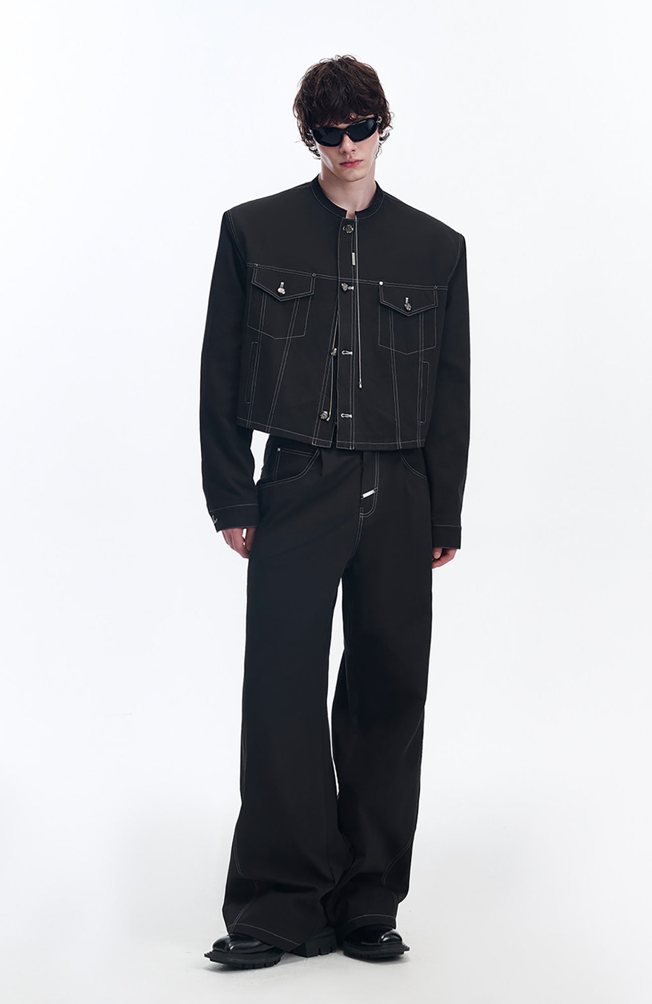 TIWILLTANG Retro Stitched Paneled Oversized Pants-Pants-S-Black-Free Shipping Leatheretro