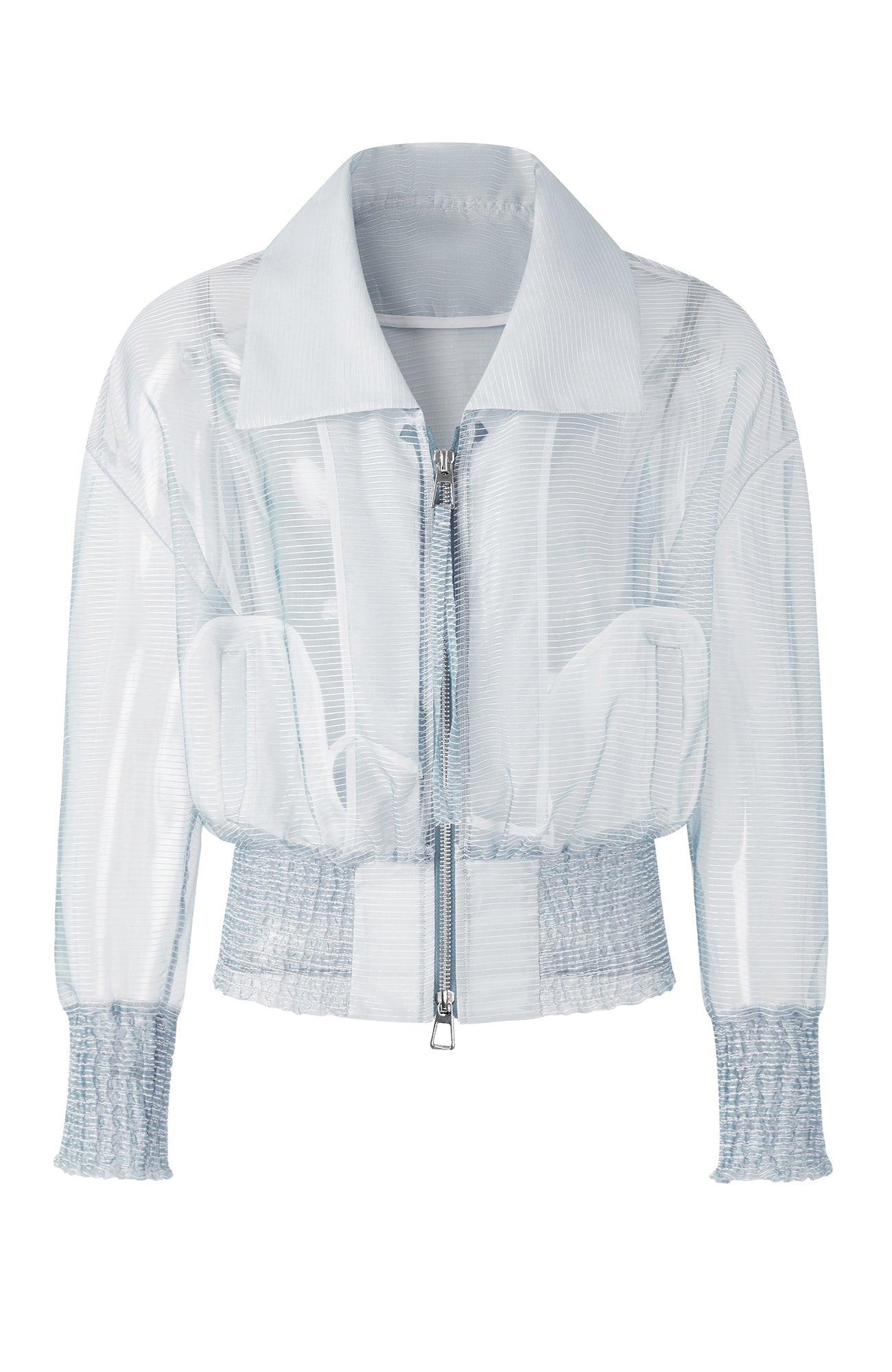 TIWILLTANG Sheer Zip-Up Cropped Jacket-Jacket-S-Blue-Free Shipping Leatheretro