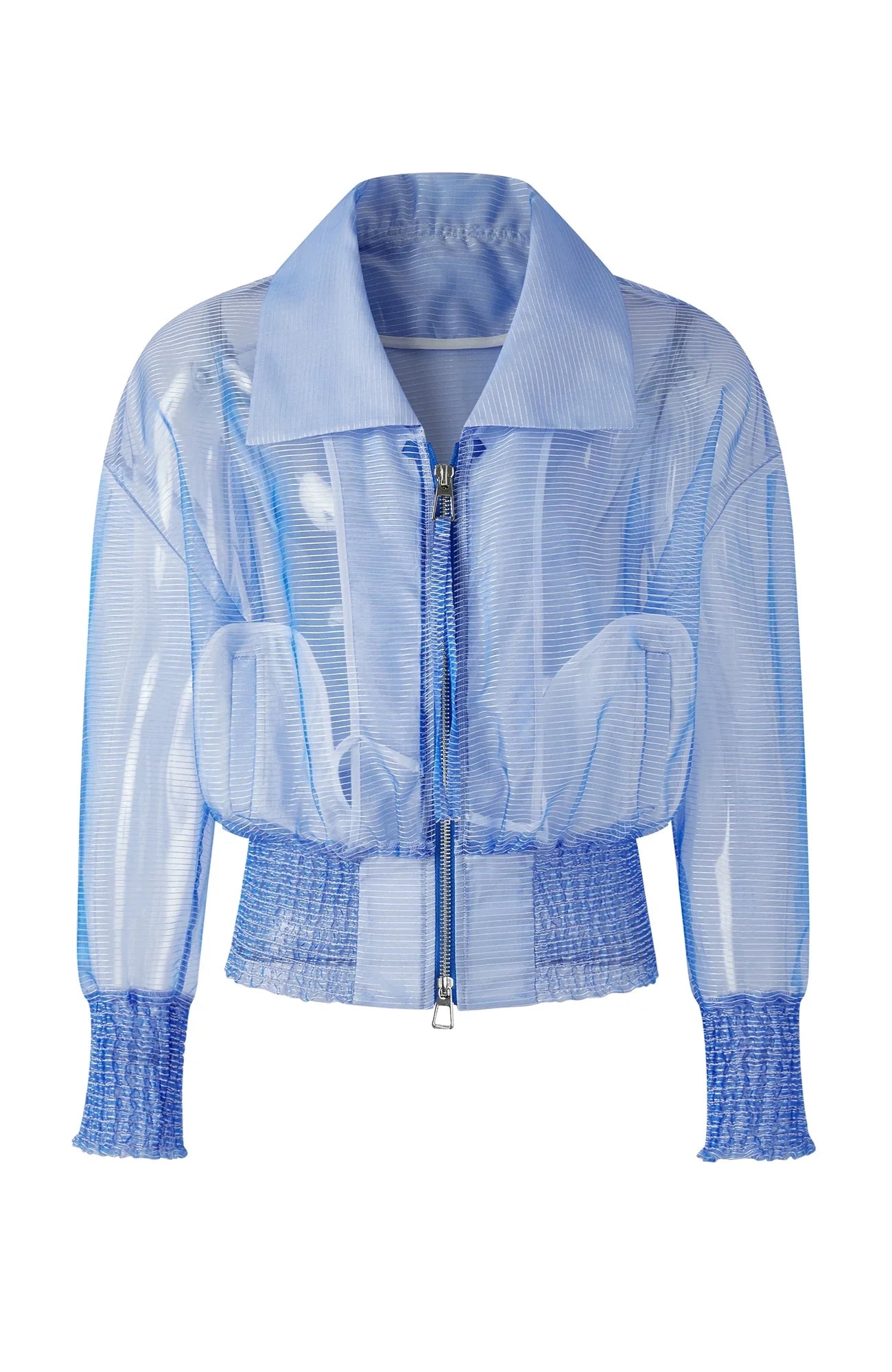 TIWILLTANG Sheer Zip-Up Cropped Jacket-Jacket-S-Blue-Free Shipping Leatheretro