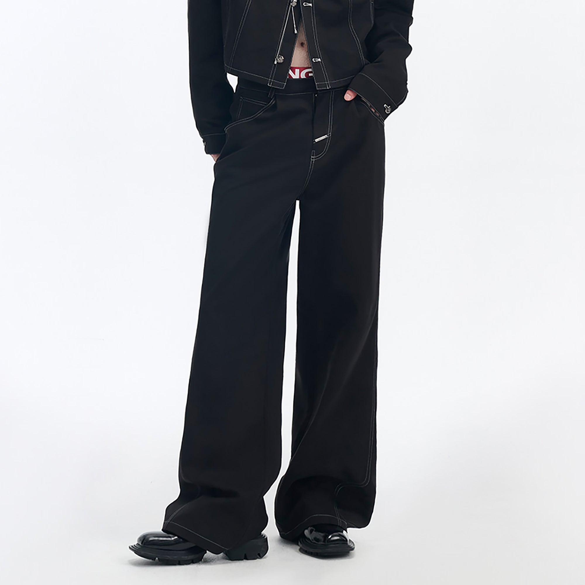 TIWILLTANG Retro Stitched Paneled Oversized Pants-Pants-S-Black-Free Shipping Leatheretro