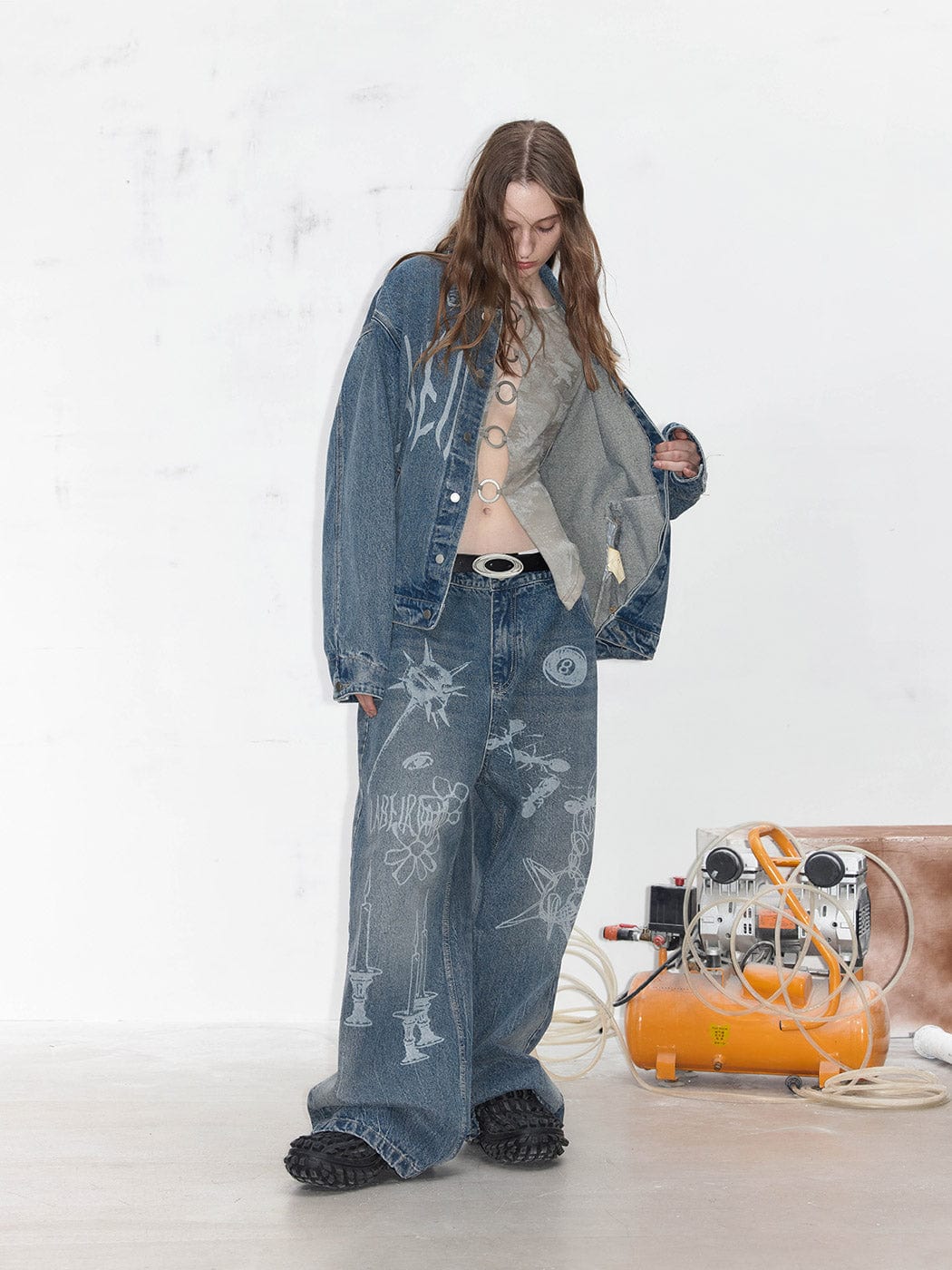 49PERCENT LABELROOM Laser Logo Denim Jacket-Jacket-S-Free Shipping Leatheretro