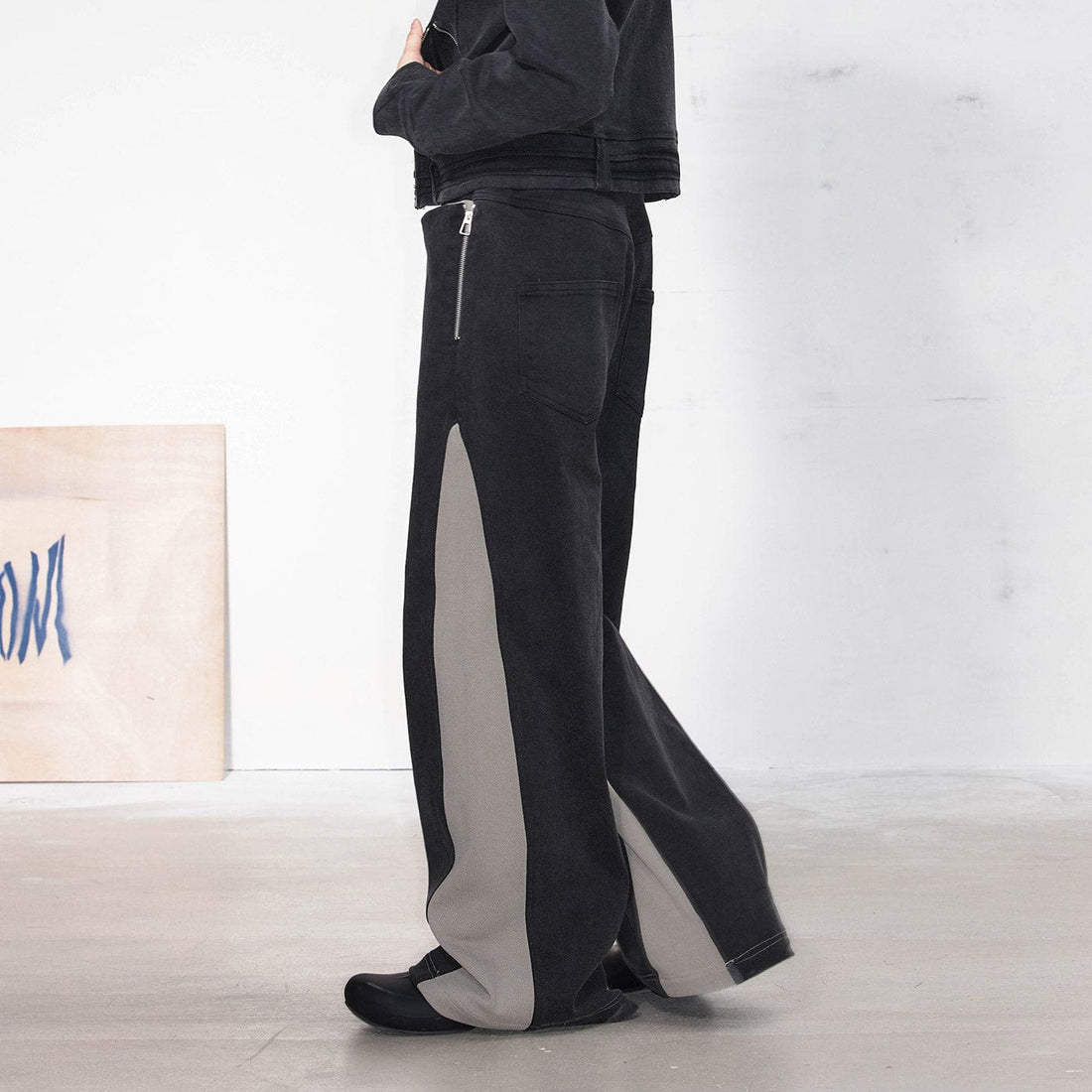 49PERCENT LABELROOM Deconstructed Spliced Straight Jeans-Jeans-S-Free Shipping Leatheretro