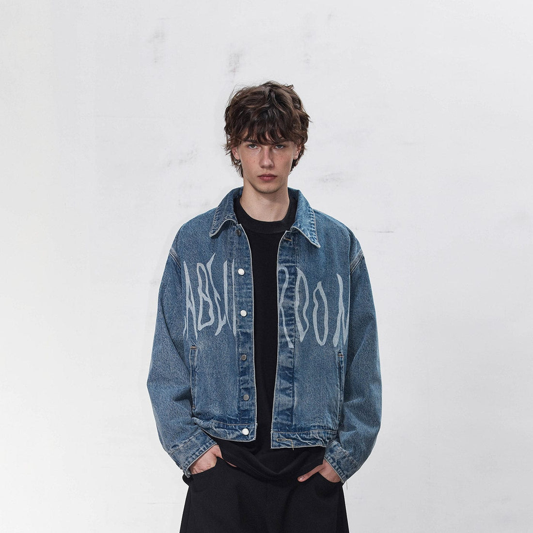 49PERCENT LABELROOM Laser Logo Denim Jacket-Jacket-S-Free Shipping Leatheretro