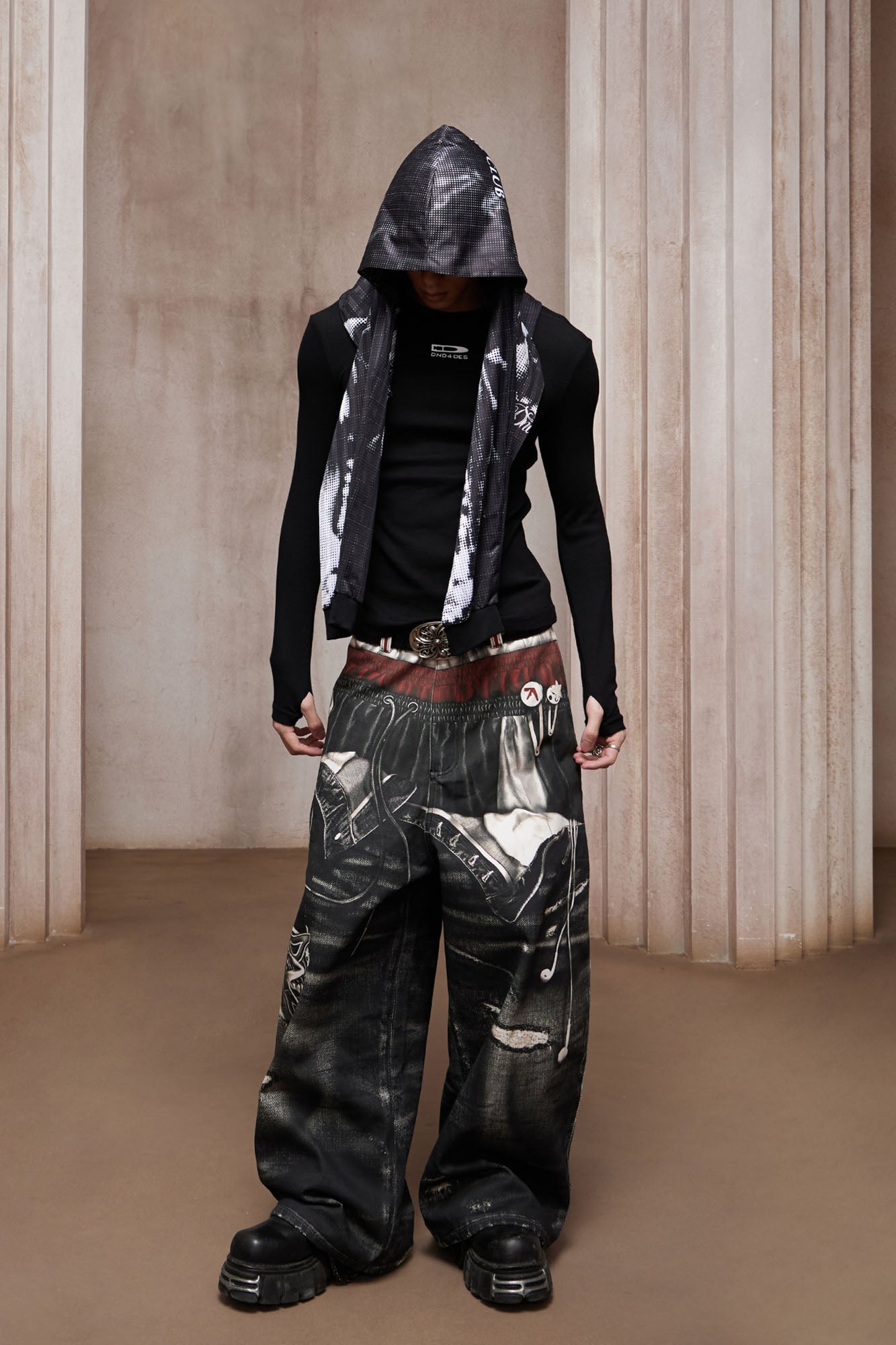 DND4DES Bullet LOGO Graphic Long-Sleeve Tee-L/S Tee-S-Black-Free Shipping Leatheretro