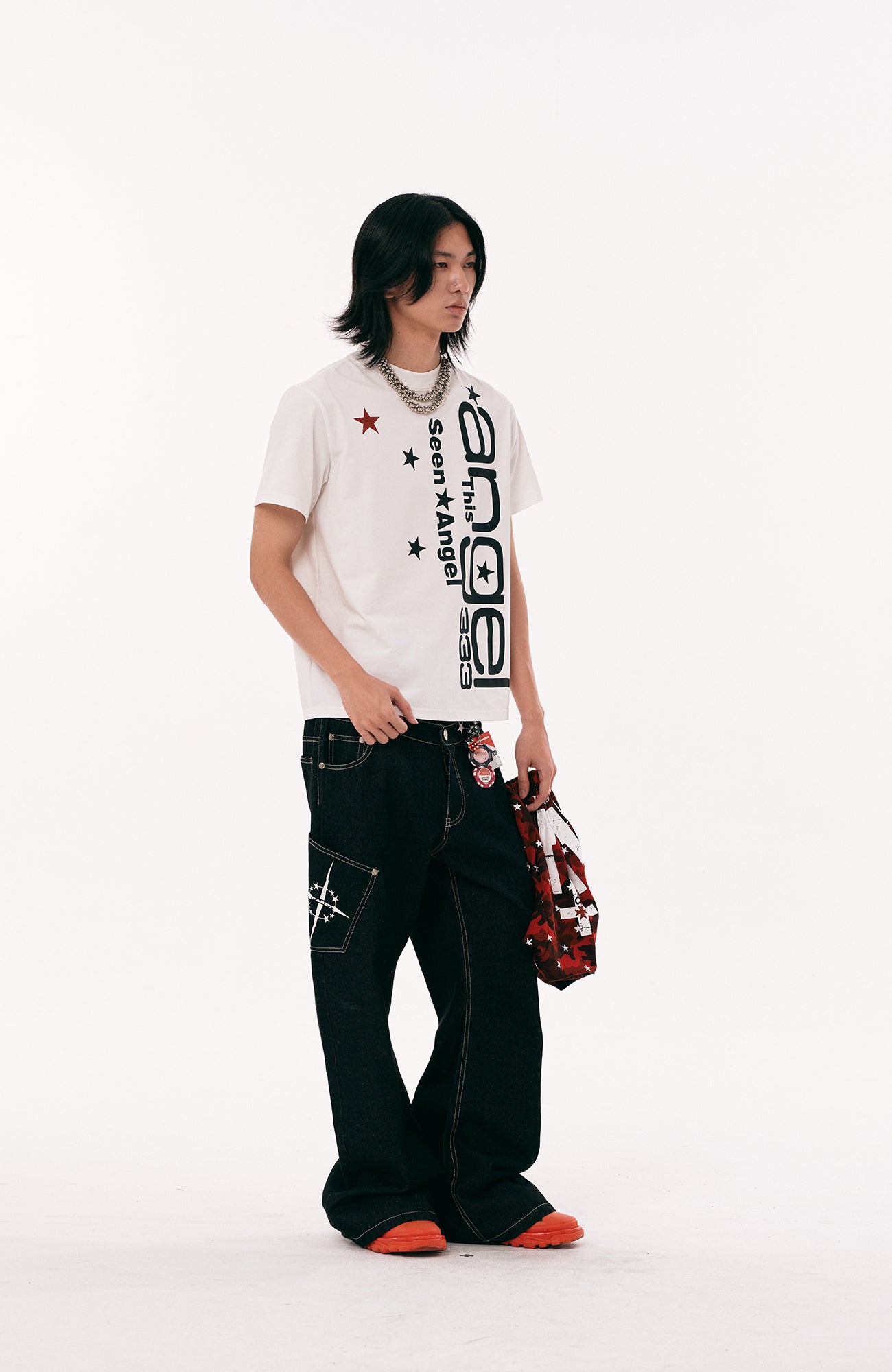 PASET Camo Double Waist Embroidered Jeans-Jeans-S / 28"-Free Shipping Leatheretro