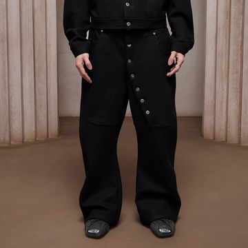 DND4DES Asym Buttoned Wool-Blend Oversized Pants-Pants-S (Preorder)-Free Shipping Leatheretro