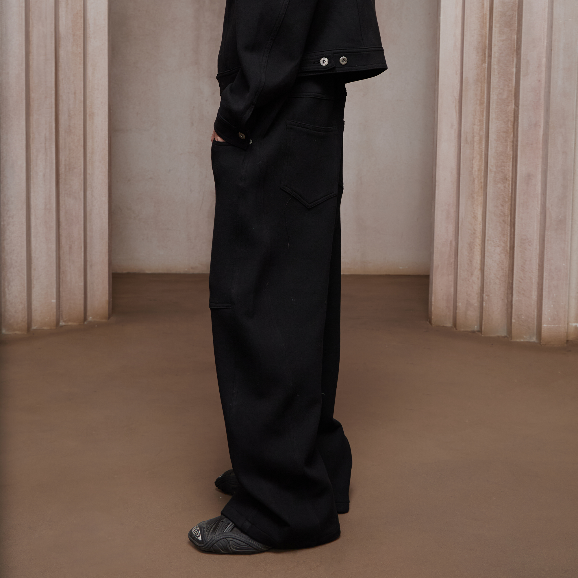 DND4DES Asym Buttoned Wool-Blend Oversized Pants-Pants-S (Preorder)-Free Shipping Leatheretro