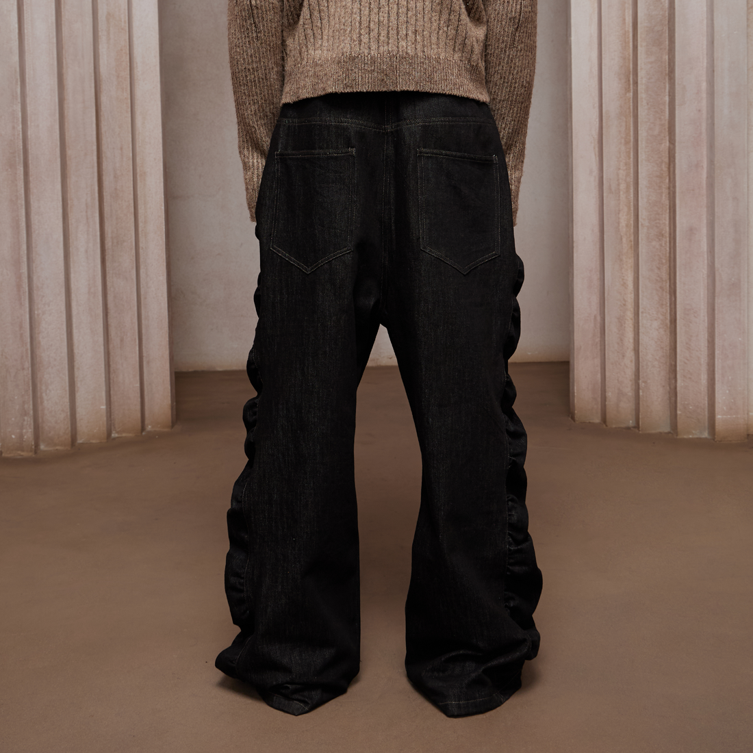 DND4DES Asym Button-Fly Ruched Baggy Jeans-Jeans-XS-Free Shipping Leatheretro