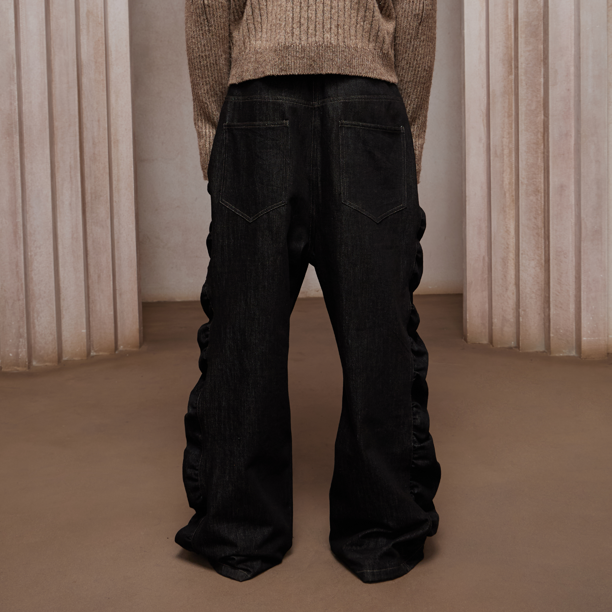 DND4DES Asym Button-Fly Ruched Baggy Jeans-Jeans-XS-Free Shipping Leatheretro