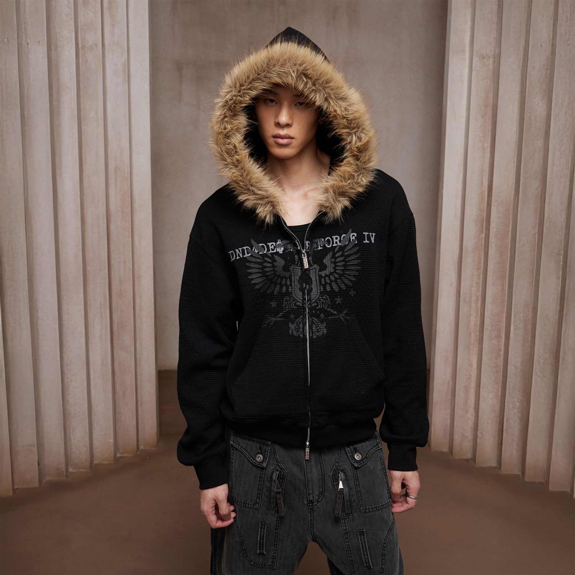 DND4DES Detachable Faux Fur Trim Hooded Jacket-Jacket-S (Preorder)-Free Shipping Leatheretro