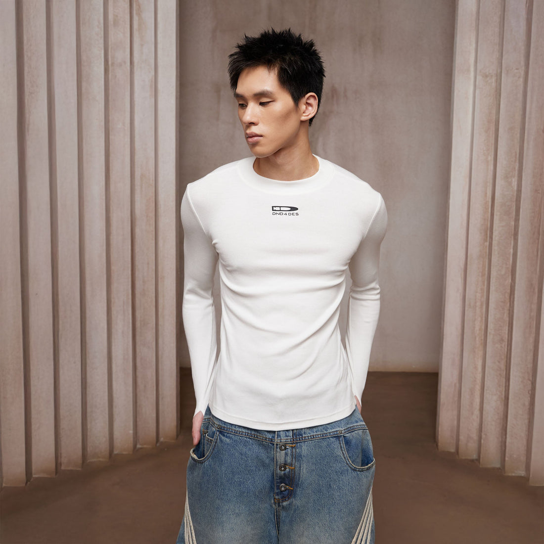 DND4DES Bullet LOGO Graphic Long-Sleeve Tee-L/S Tee-S-Black-Free Shipping Leatheretro