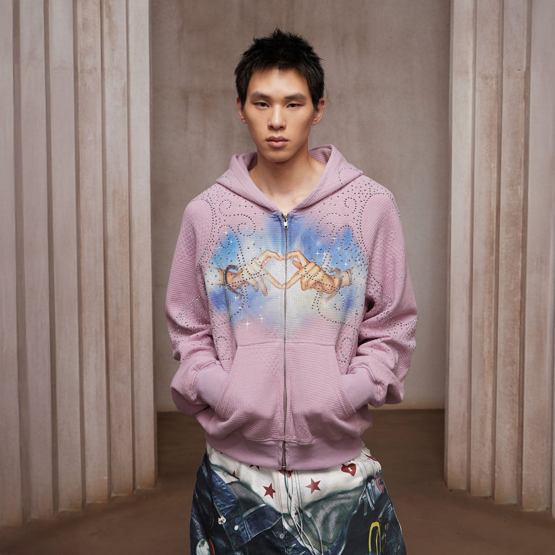 DND4DES Diamond Airbrush Zip-Up Hoodie-Jacket-S-Black-Free Shipping Leatheretro