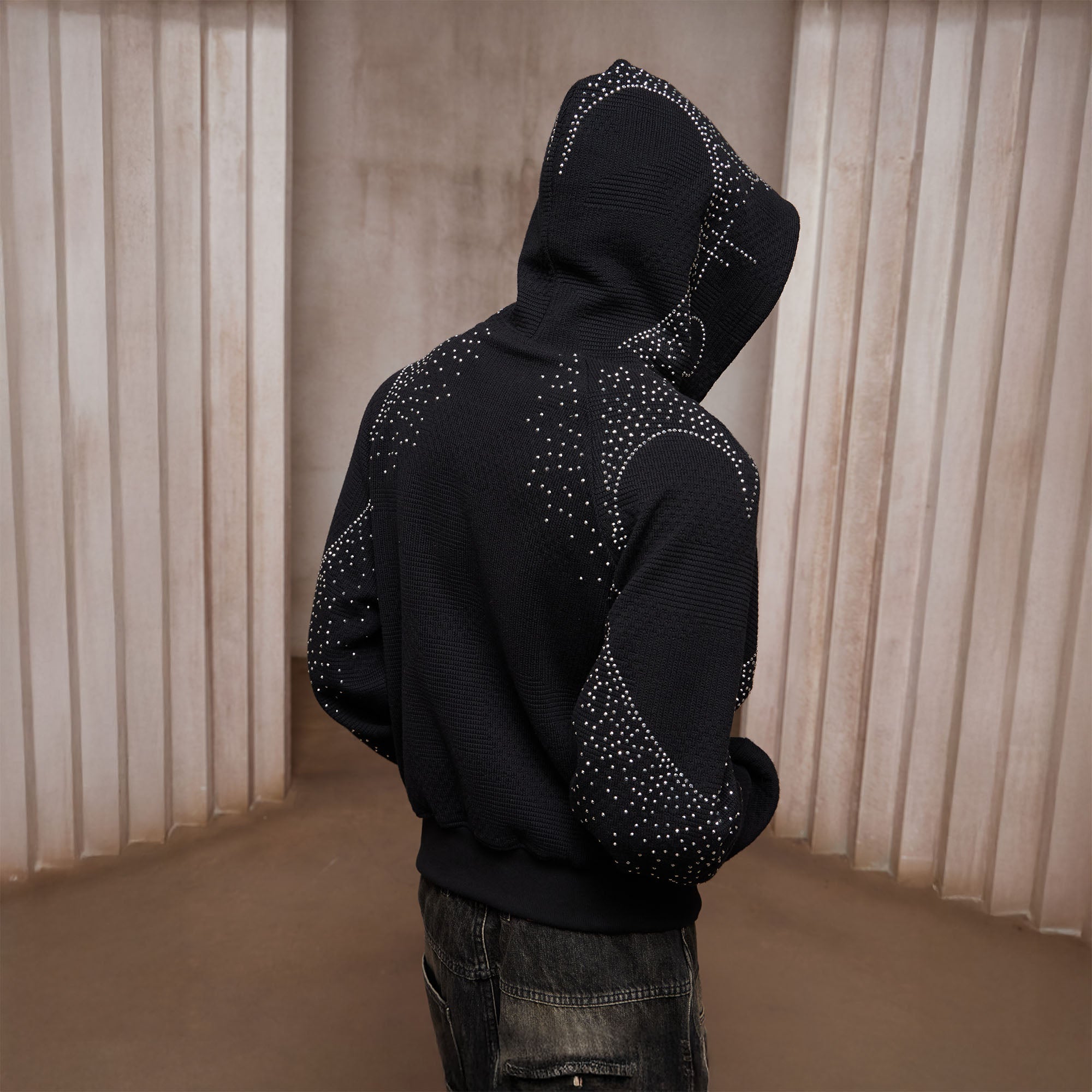 DND4DES Diamond Airbrush Zip-Up Hoodie-Jacket-S-Black-Free Shipping Leatheretro