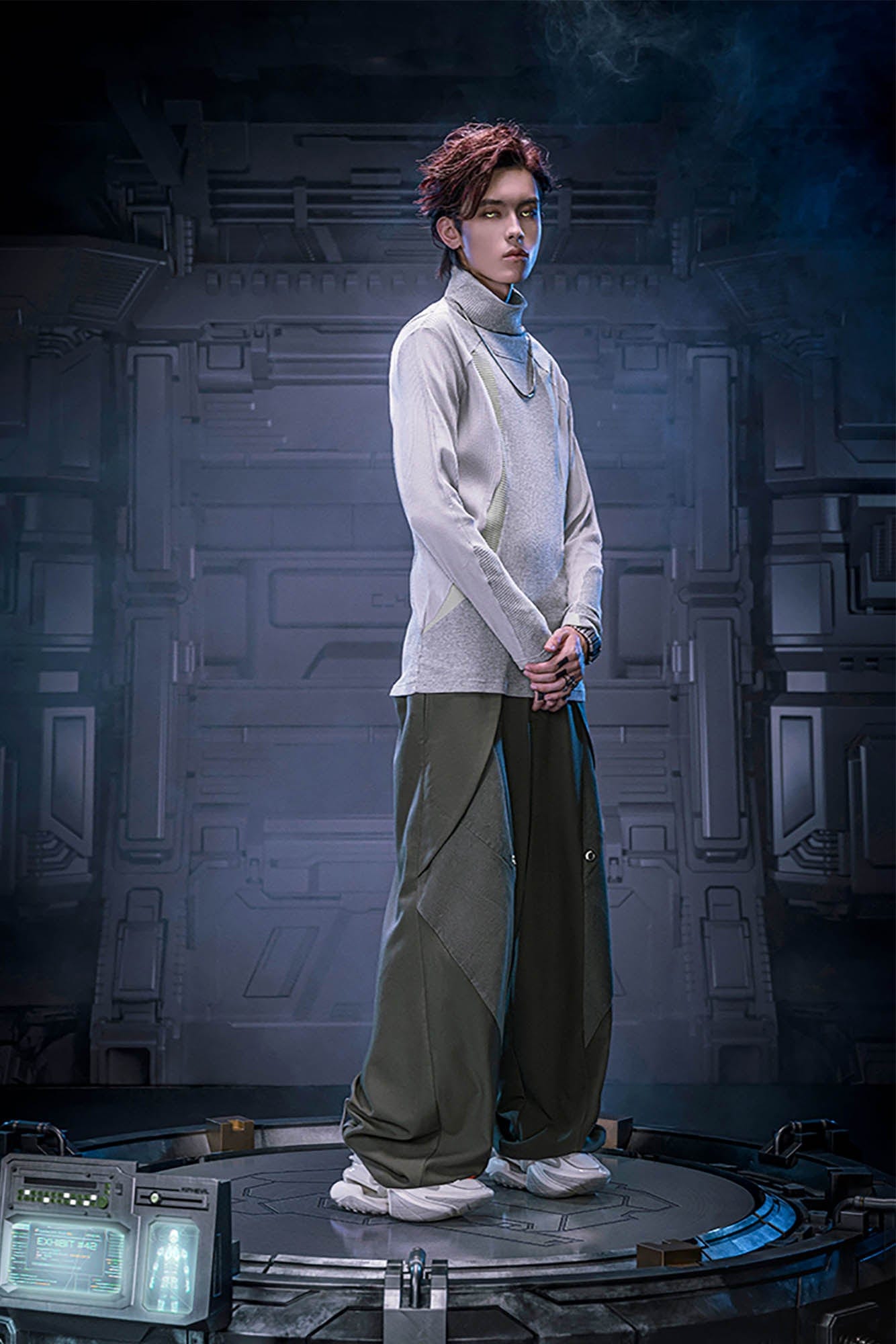 XIPHEVIL Mech Paneled Utility Wide-Leg Pants Grey-Pants-XS-Free Shipping Leatheretro